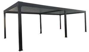 Pergola bioclimatique motorisée autoportante noir 8X4 + led Menea GREEN OUTSIDE