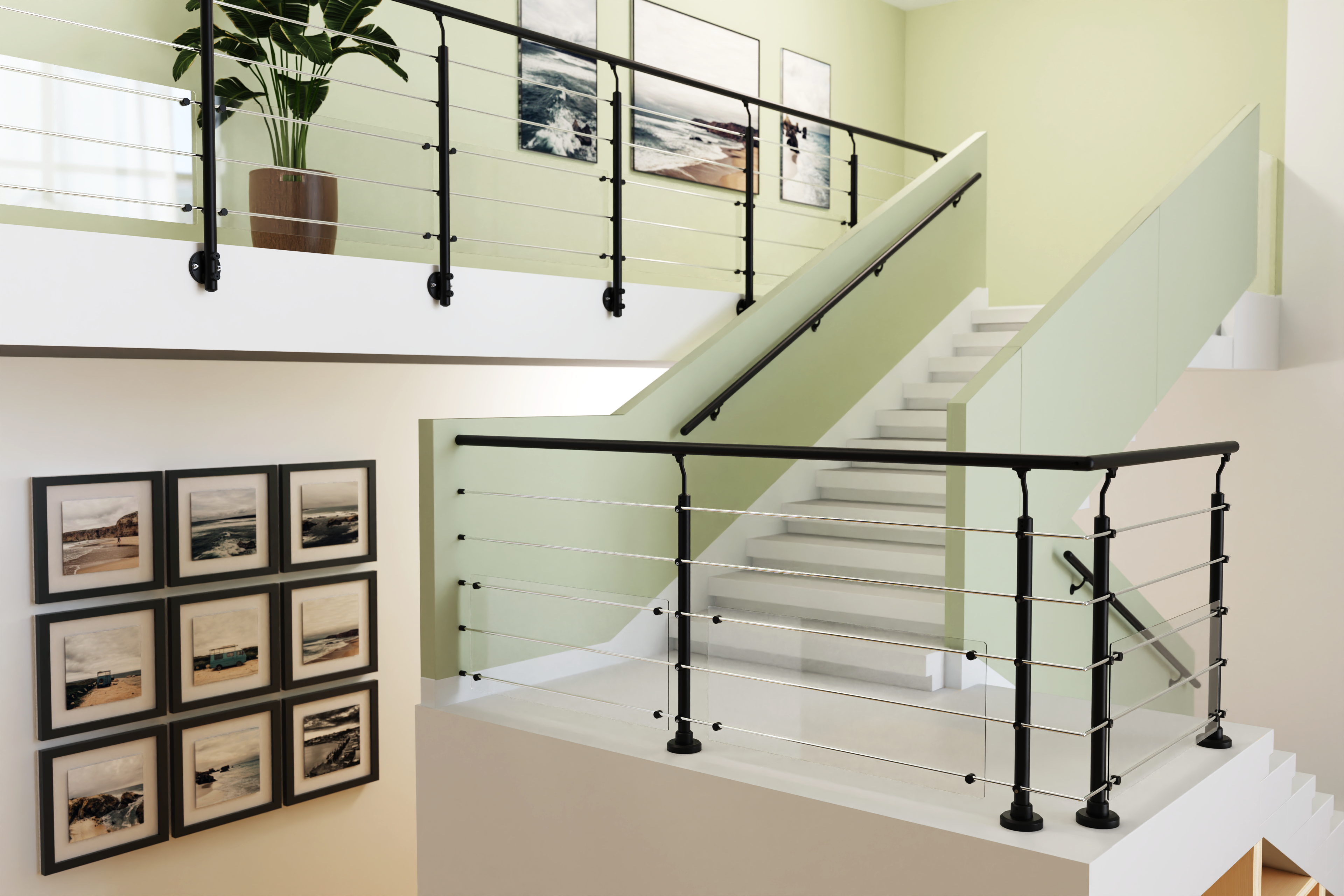 2 Supports en aluminium noir pour main courante Obapi - 2