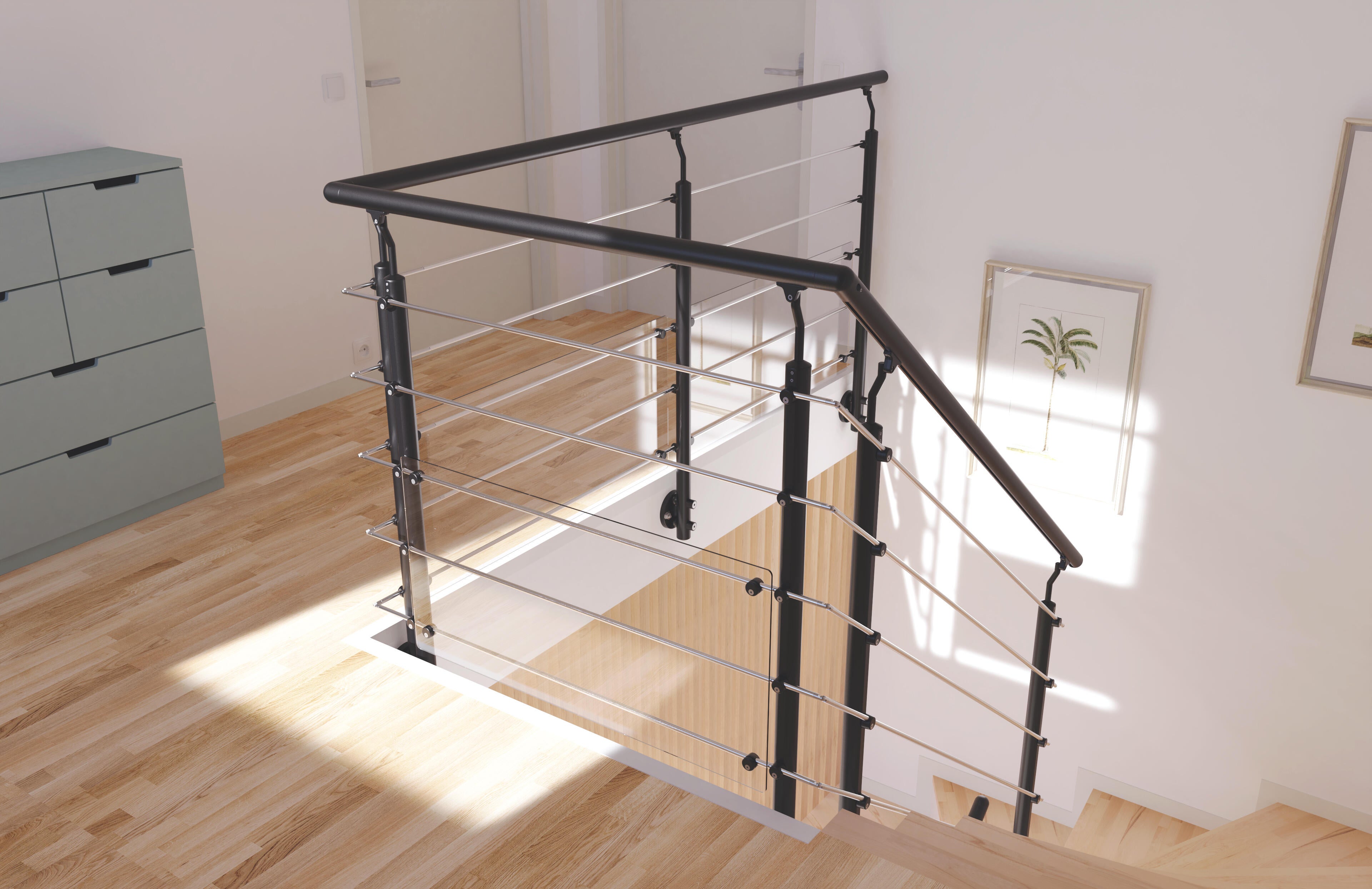 Articulation en aluminium noir pour main courante Obapi - 3