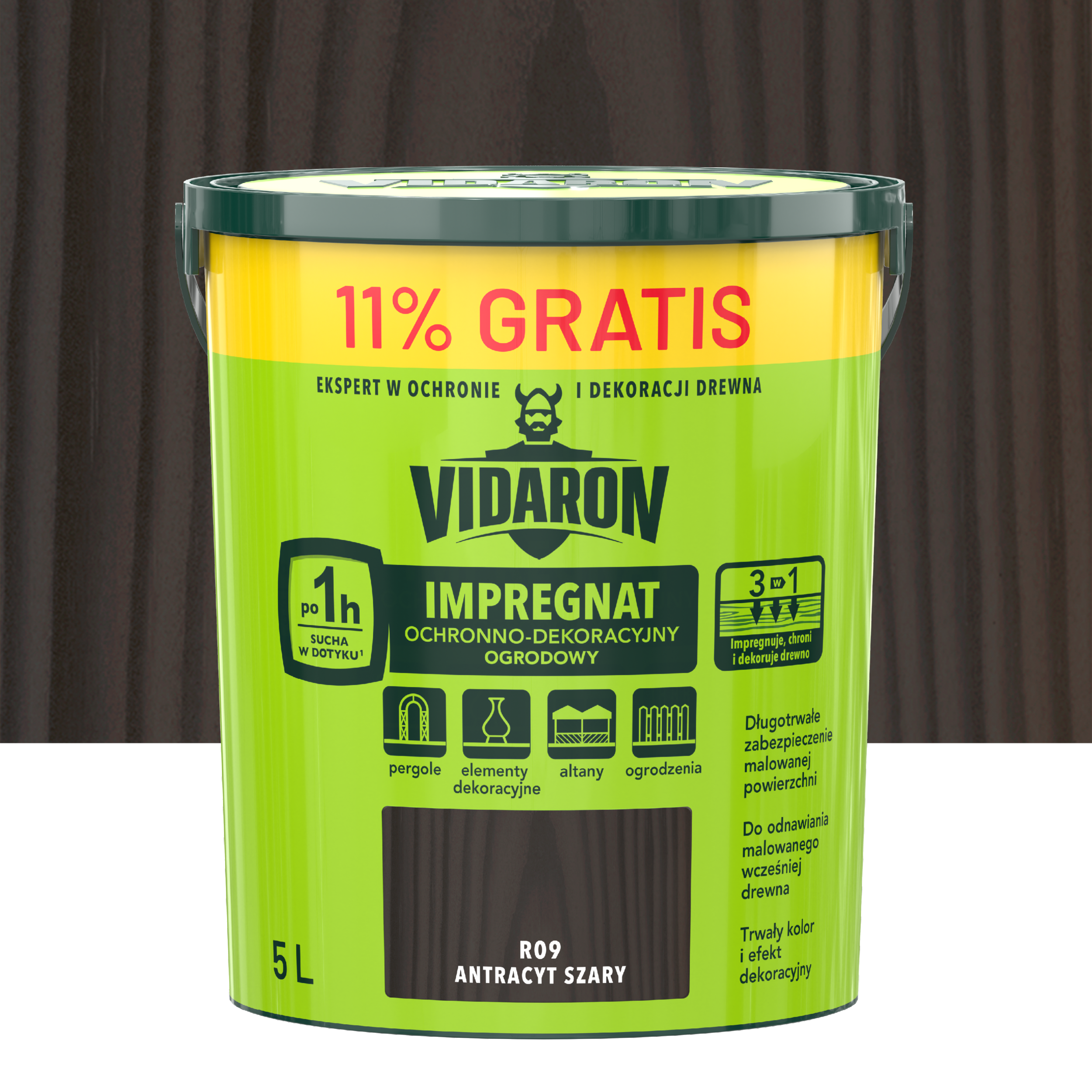 Impregnat do drewna ochronno-dekoracyjny antracyt szary 5 l Vidaron