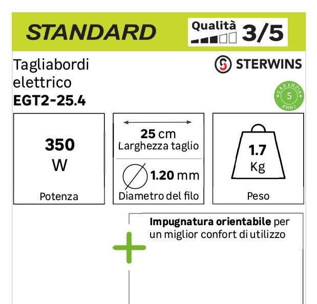 Tagliabordi elettrico L 25 cm STERWINS EGT2, 350 W