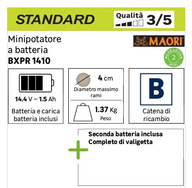 Potatore a batteria pruner MAORI MPR 1410 LI 1.5Ah 12V barra da 10 cm,2 batterie incluse - 2