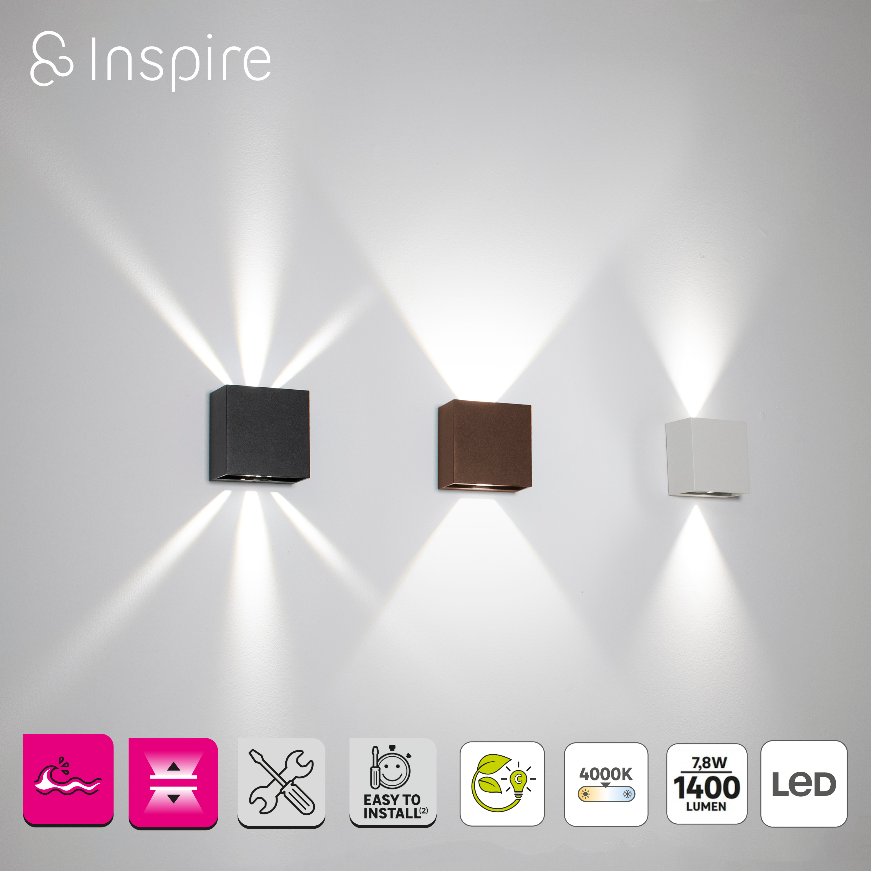 Aplique exterior LED Baiona INSPIRE marrón 1400 lm blanco neutro - 3