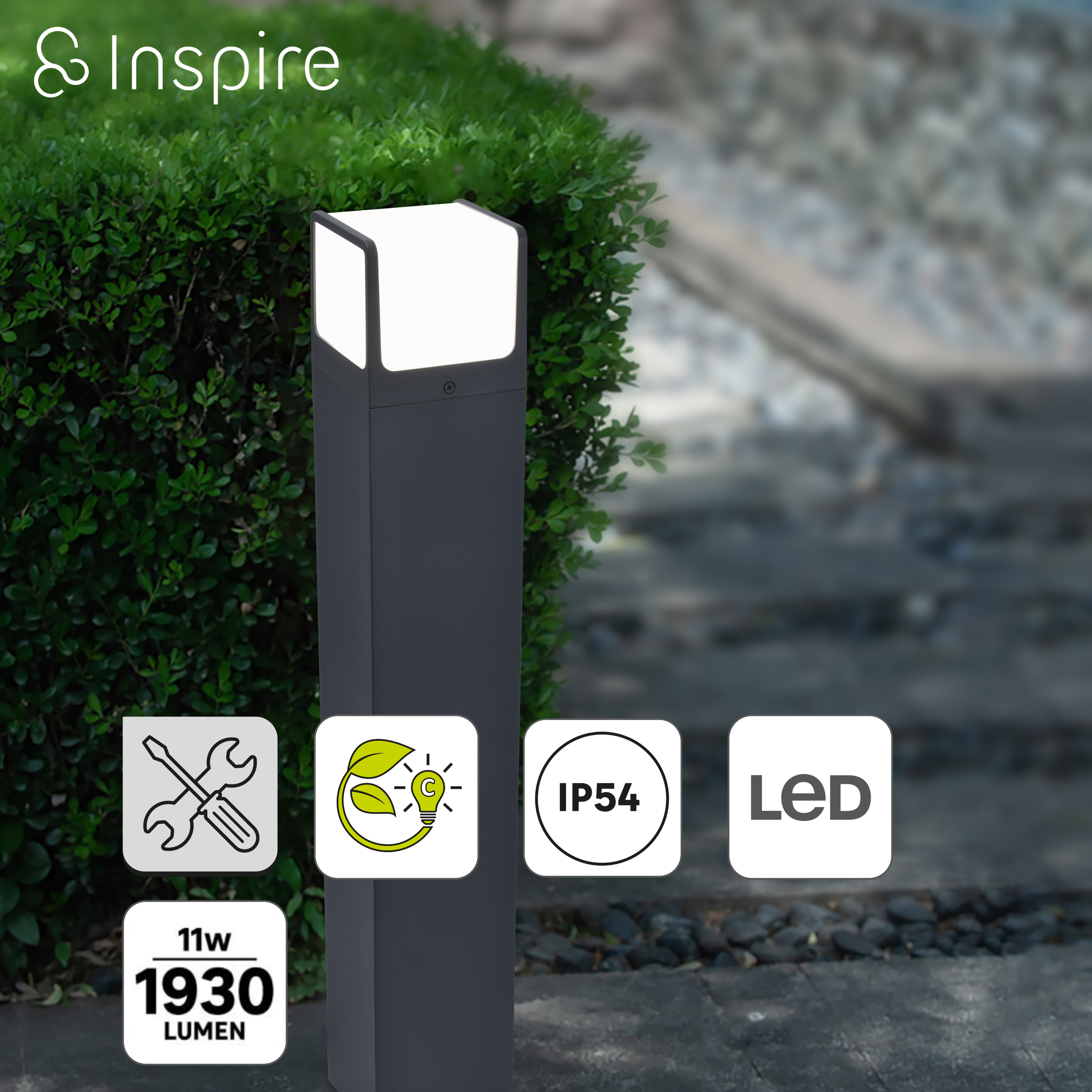 Potelet extérieur LED, 1930 lumens blanc neutre, anthracite Telin INSPIRE - 2