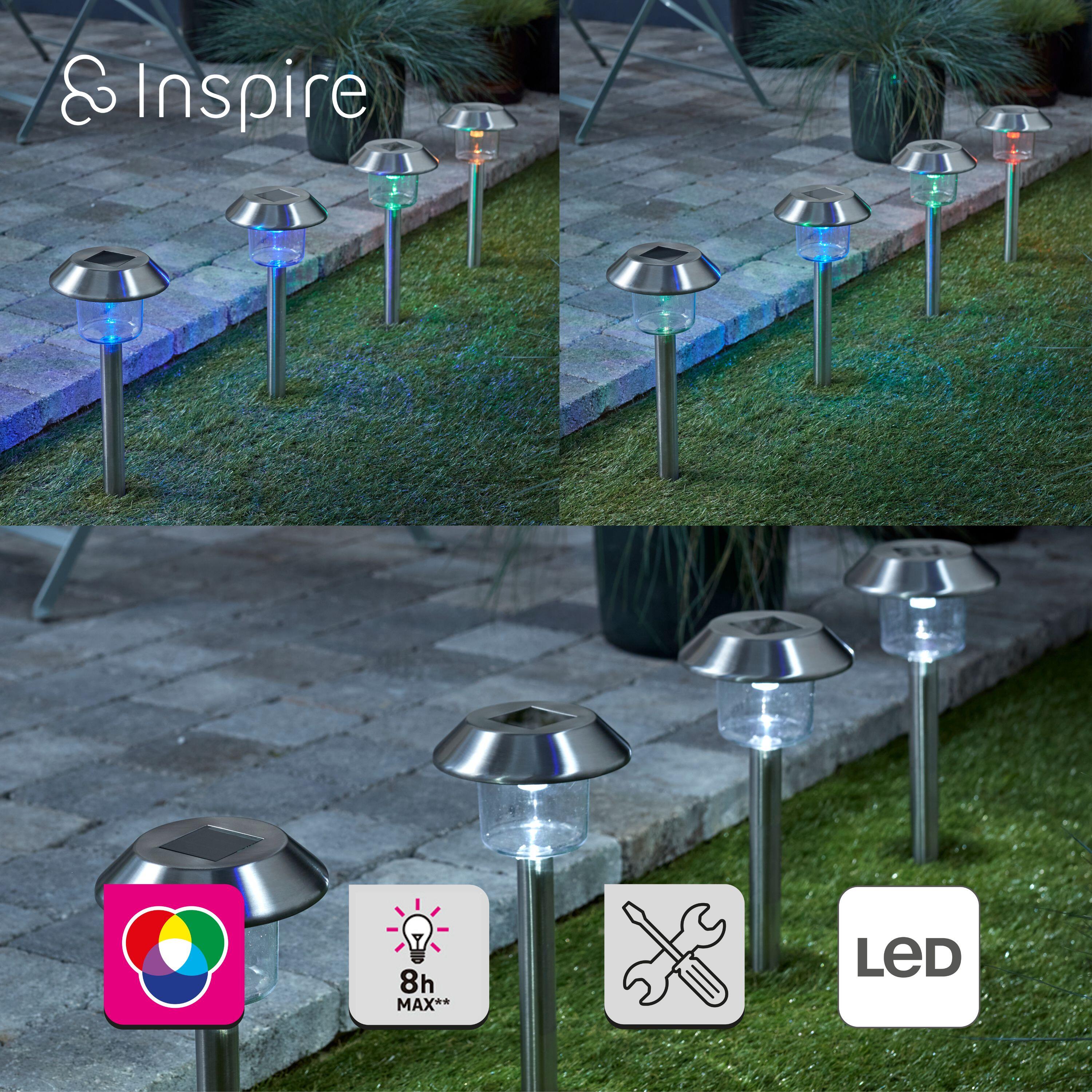 Pack de 4 balizas jardín solar exterior LED color ajustable gris INSPIRE  Yambo IP44 con sensor crepuscular - 6