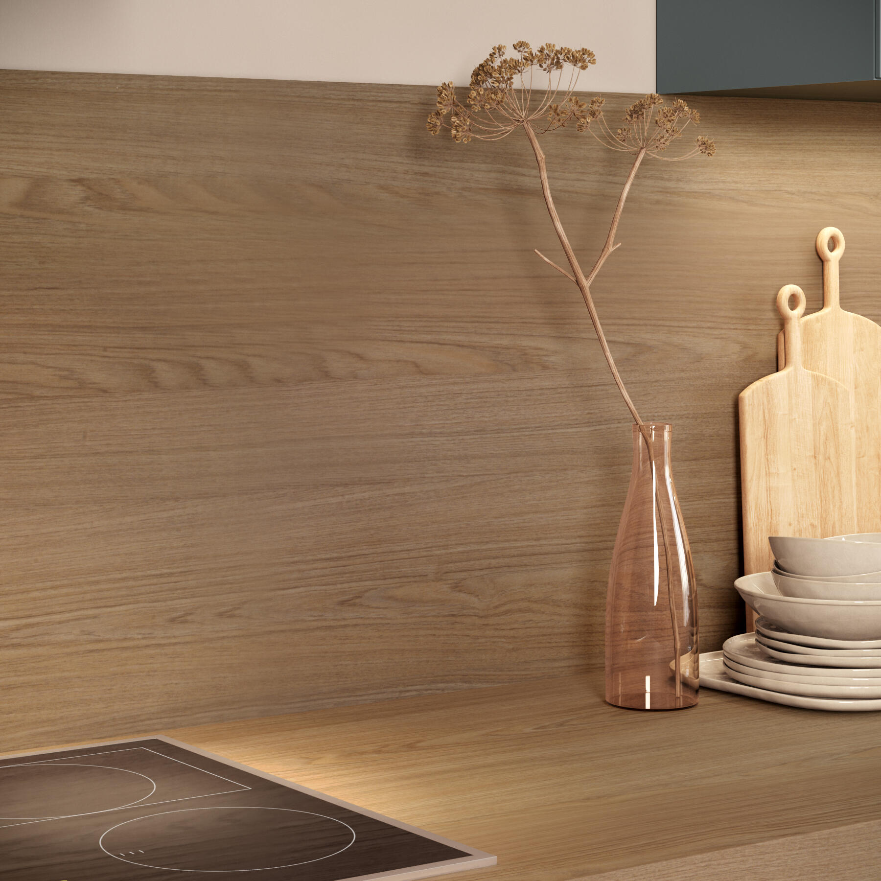 Plan de travail stratifié Noyer Mokka L.315 x P.65 cm, Ep.38 mm - 2