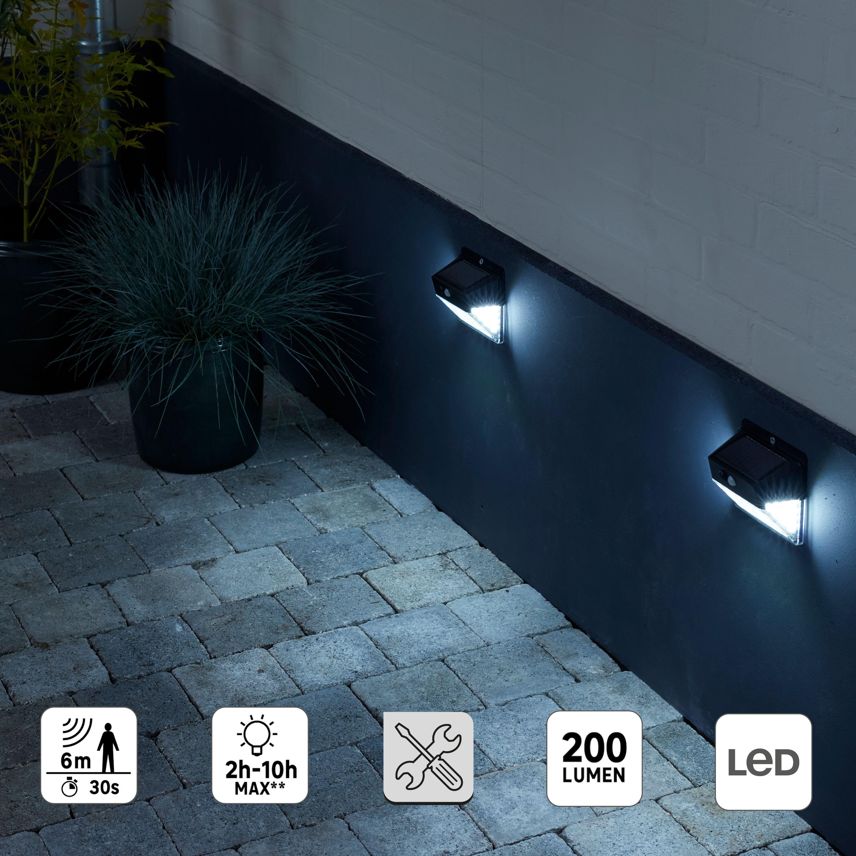 Pack de 2 apliques solares de exterior luz LED blanco frío OS-A148X2 negro con sensor crepuscular y detector de movimiento IP44 - 6