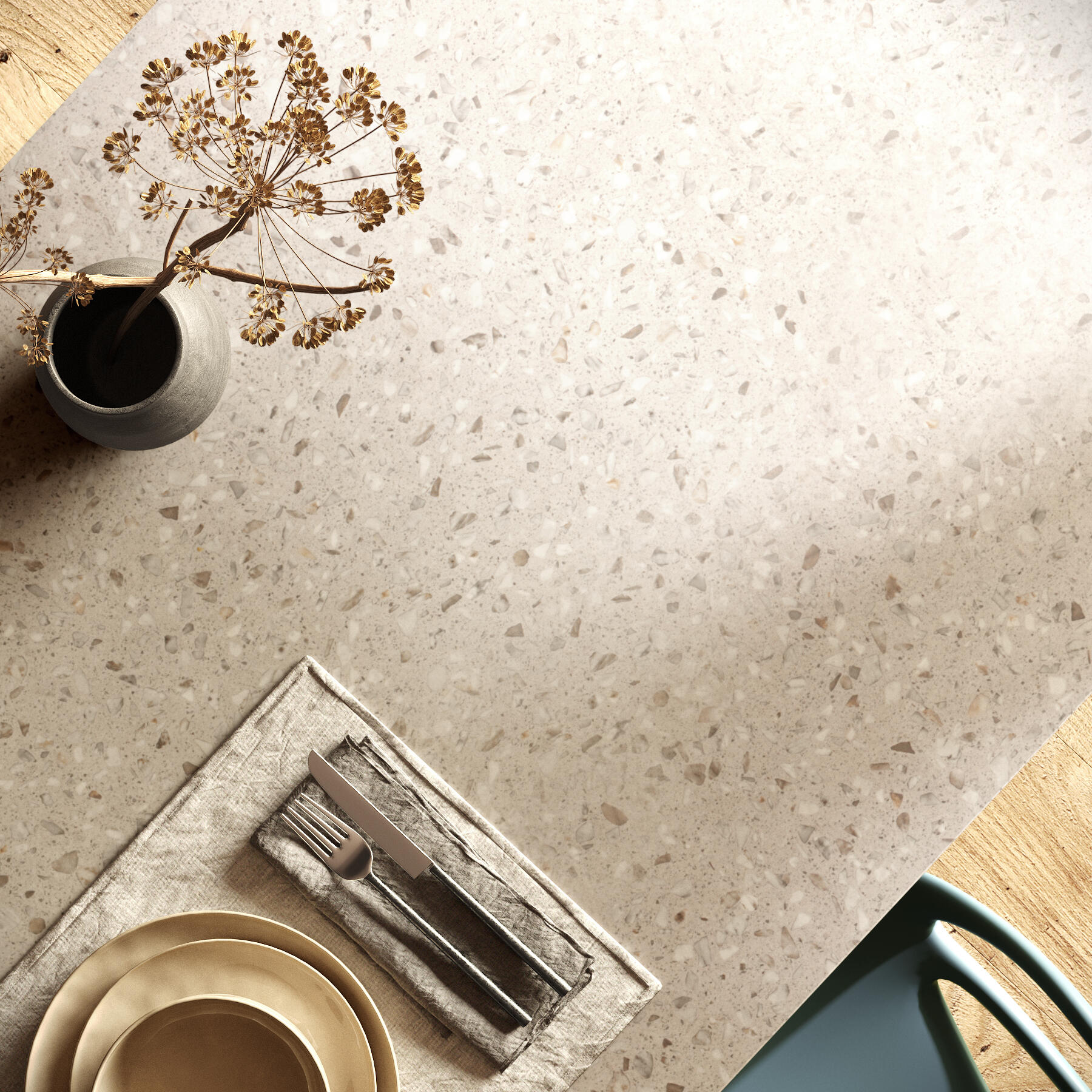 Plan de travail stratifié Terrazzo Granito L.315 x P.65 cm, Ep.38 mm - 6