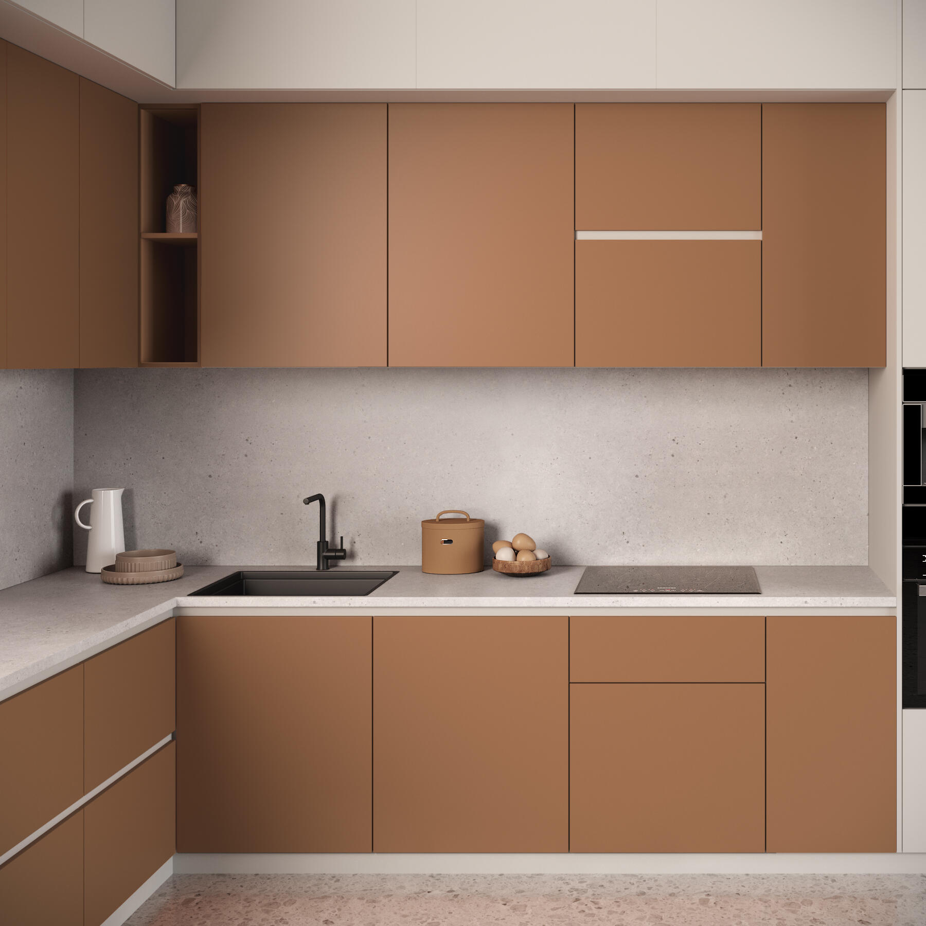 Plan de travail stratifié Terrazzo Gris L.315 x P.65 cm, Ep.38 mm - 3