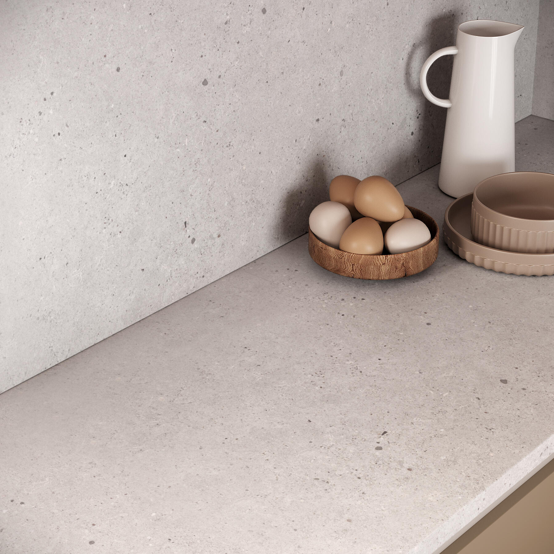 Plan de travail stratifié Terrazzo Gris L.315 x P.65 cm, Ep.38 mm - 2