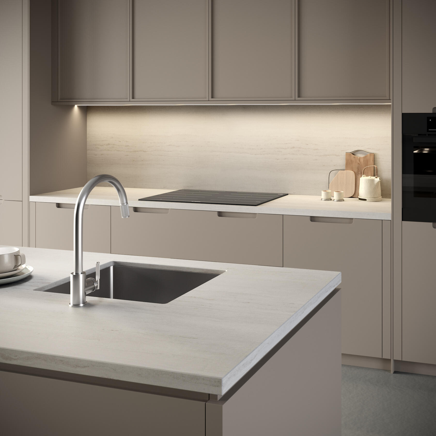 Crédence stratifié Travertin beige/Travertino L.300 x H.64 cm, Ep.9 mm - 2