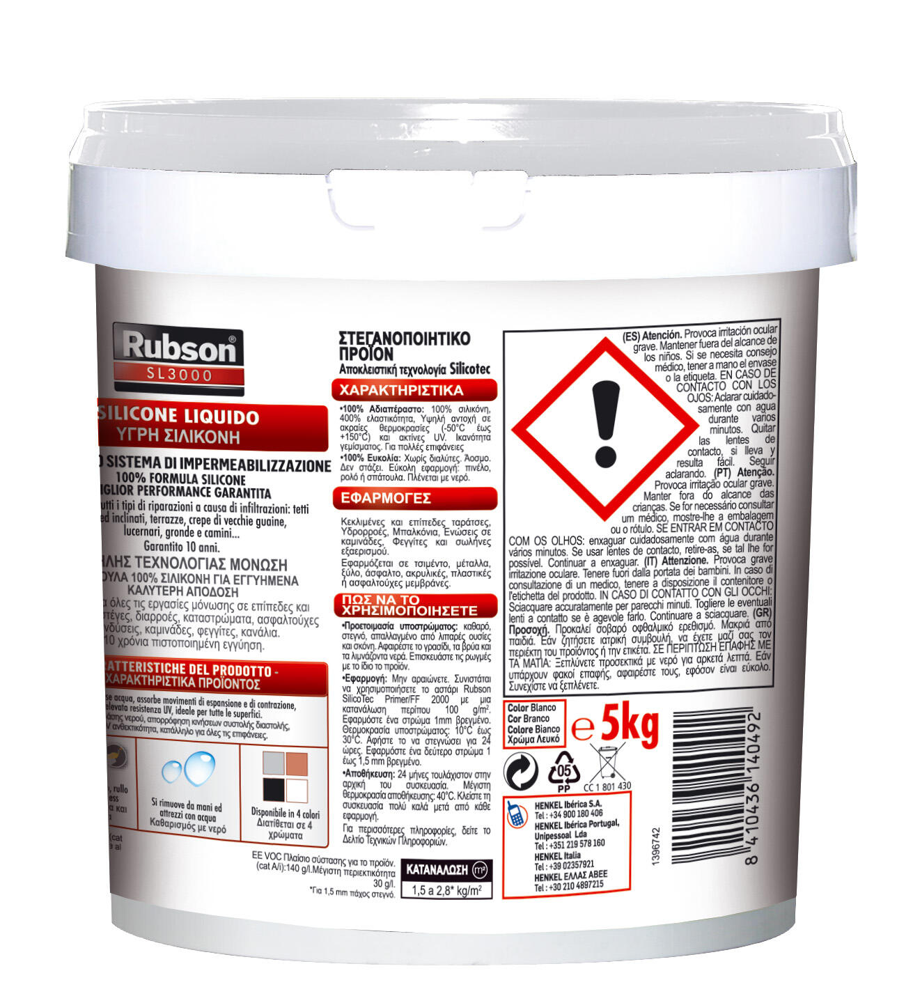Silicone líquido RUBSON SL3000 BRANCO 5KG - 7