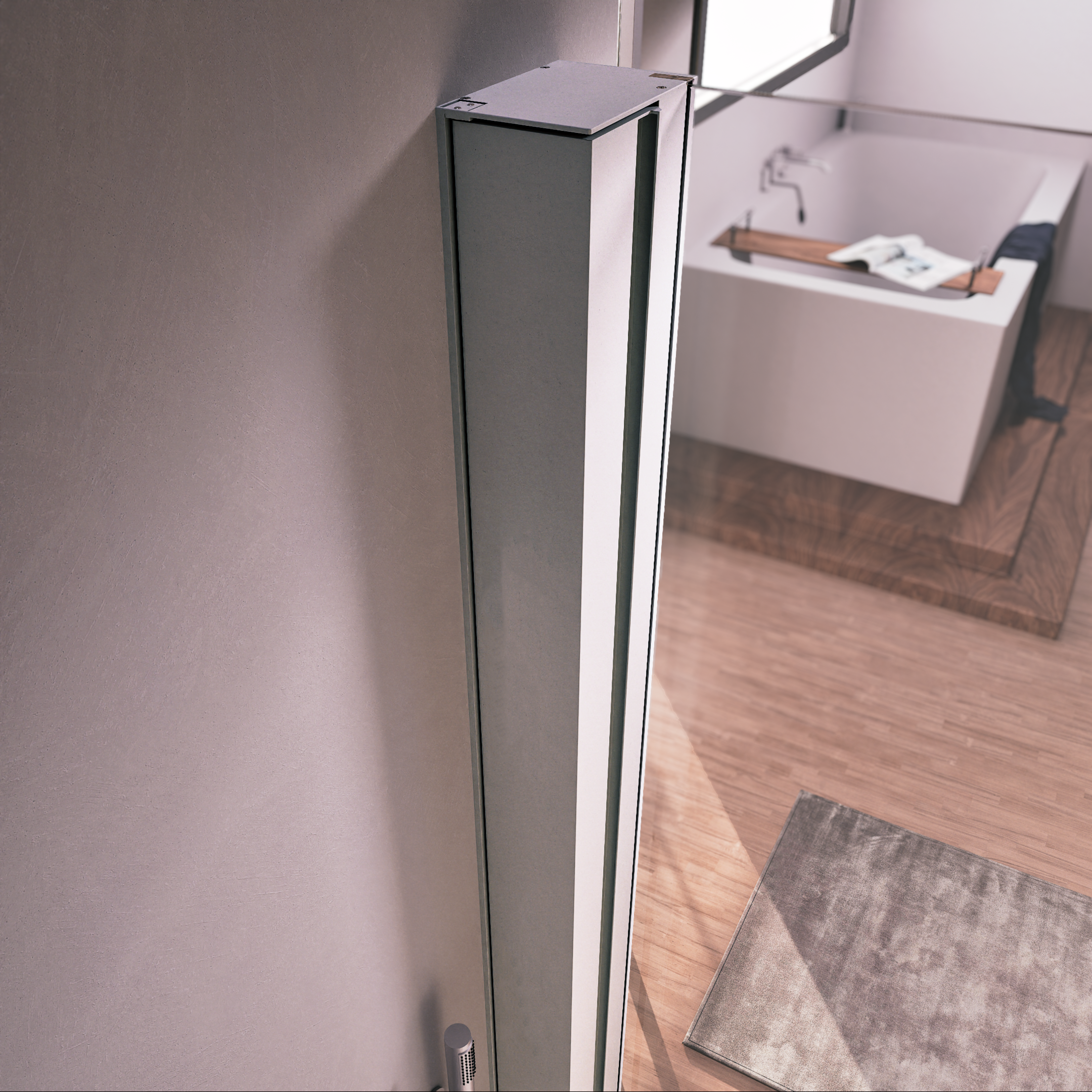 Mampara de ducha fija luxeo perfil aluminio blanco (118-120)x195 cm cristal templado 8mm transparente antical reversible. barra fijación muro o techo recortable incluida doccia