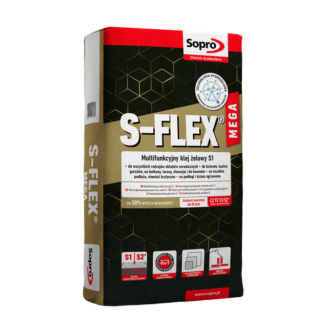 Zaprawa klejowa żelowa multifunkcyjna S-Flex Mega S1 22,5 KG Sopro