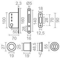 KIT PUERTA CORREDERA BOCALLAVE 35MM ACABADO LATONADO  - 2