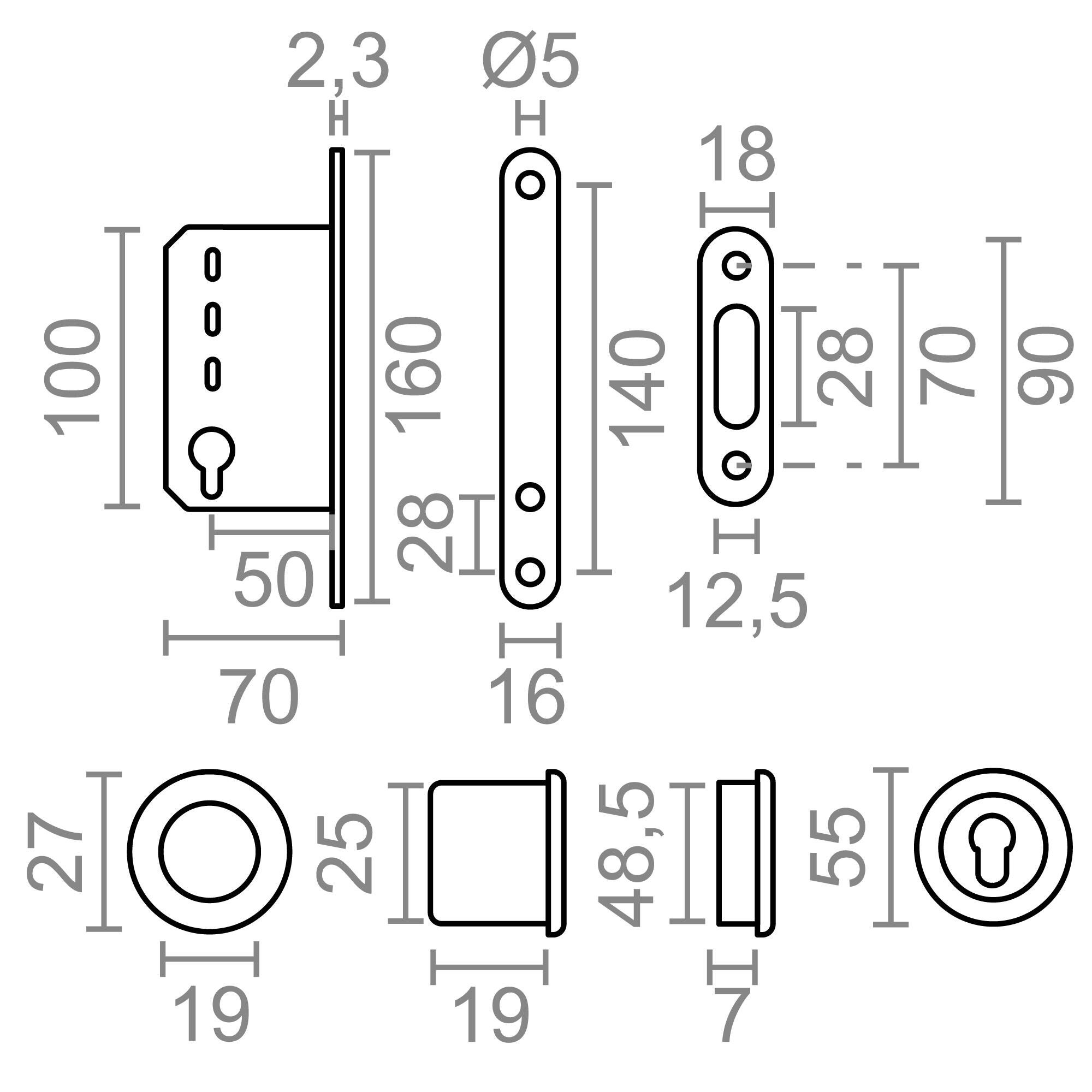 KIT PUERTA CORREDERA BOCALLAVE 35MM ACABADO NIQUEL SATINADO - 2