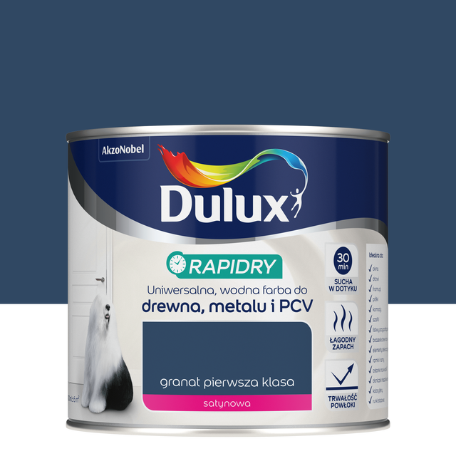 Emalia akrylowa do drewna, metalu i PCV Rapidry granat pierwsza klasa 0.4 l Dulux