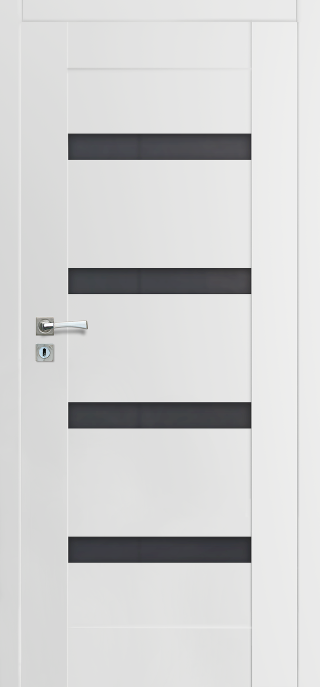 Drzwi wewnętrzne pokojowe bezprzylgowe Parma Nero białe 80 prawe