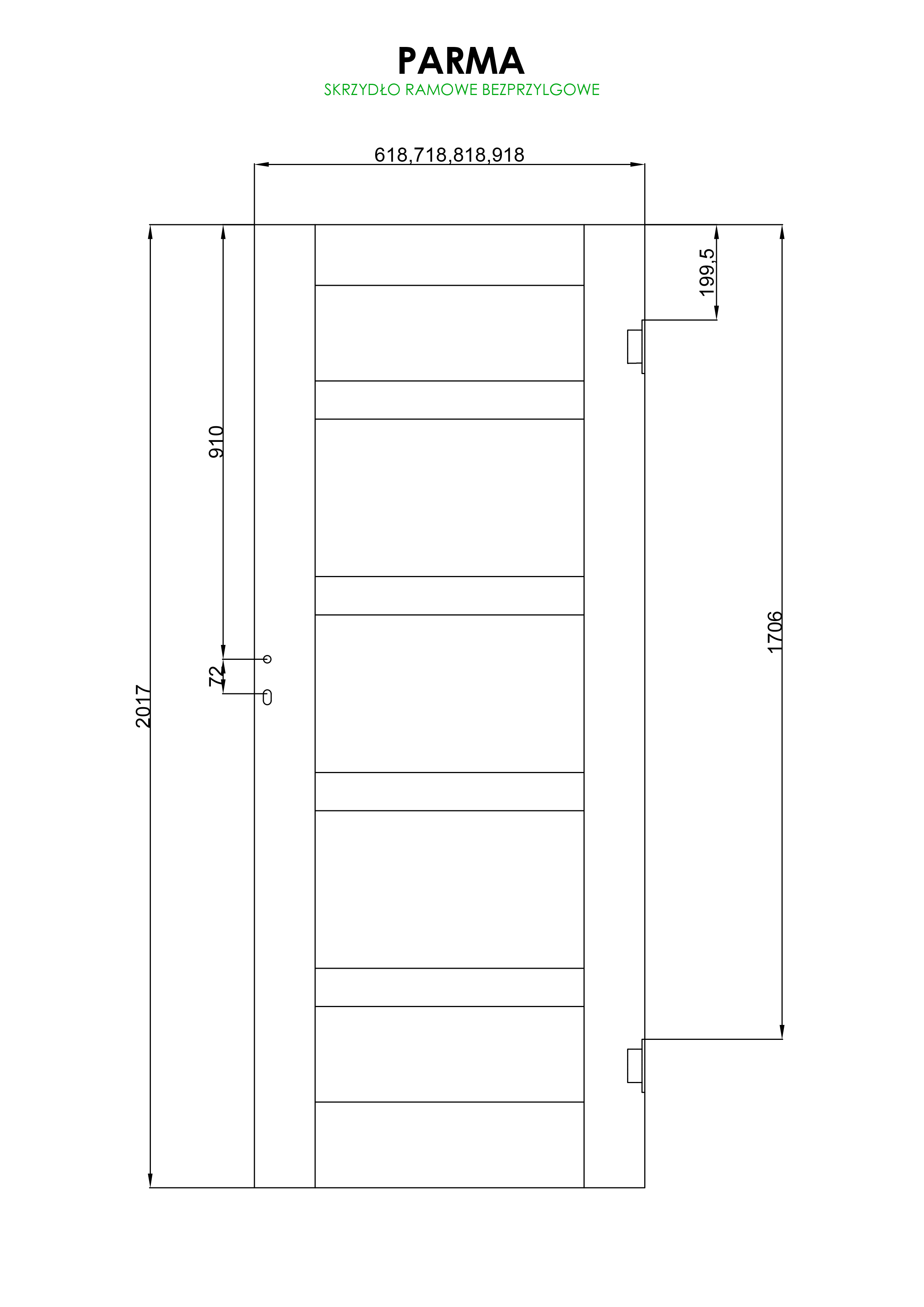 Drzwi wewnętrzne pokojowe bezprzylgowe Parma Nero białe 80 prawe - 3