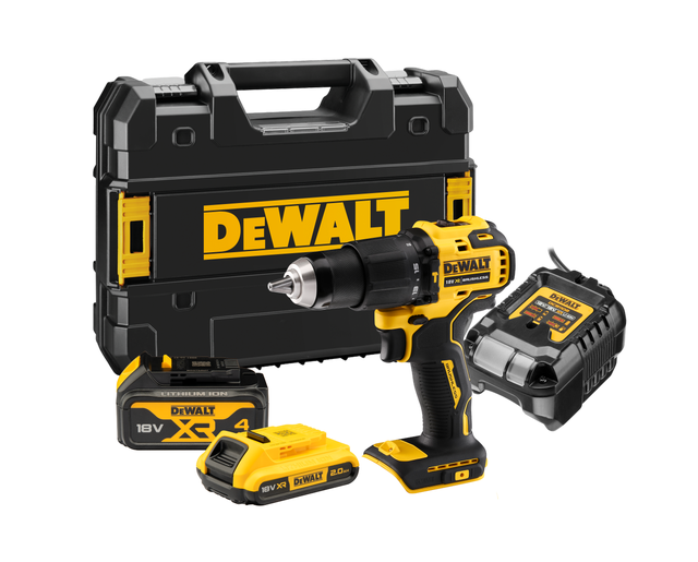 Perceuse Visseuse Percussion DEWALT XR 18V 2Ah+4Ah+Chargeur, 65 Nm, DCD709MDT-QW