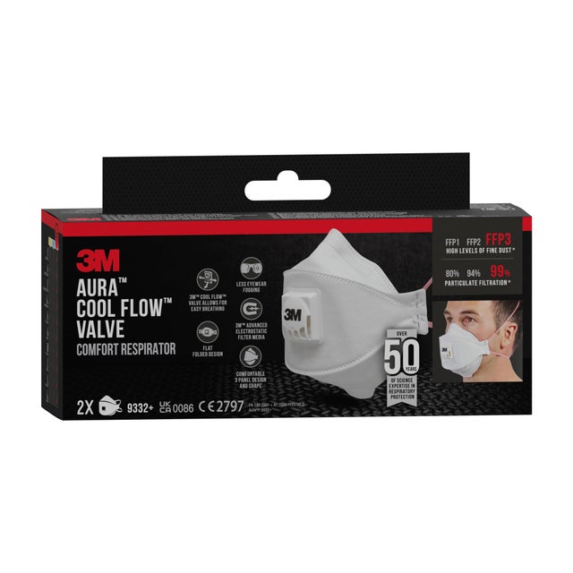Lot de 2 masques de protection anti-poussières FFP3 3M