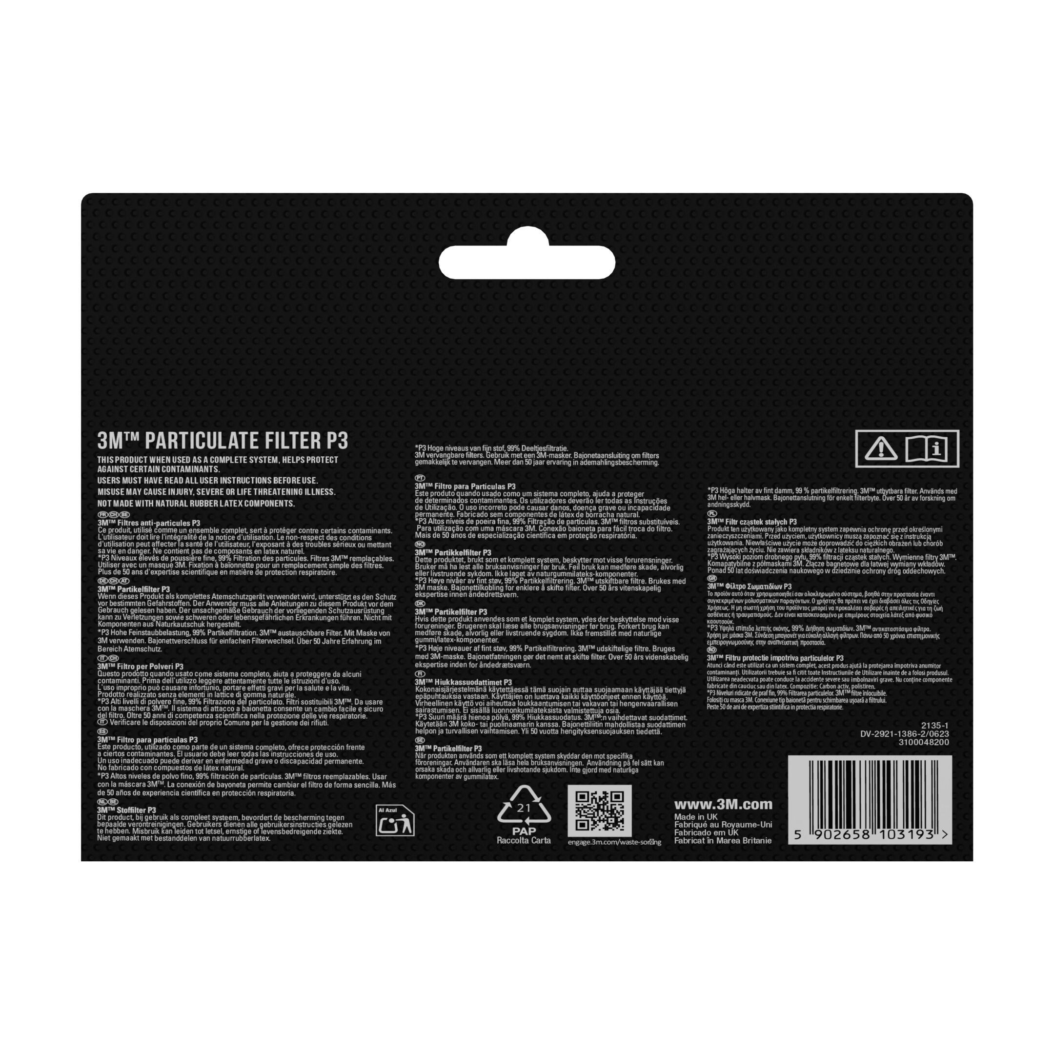 Lot de 1 paire de filtres antipoussière P3 3M - 5