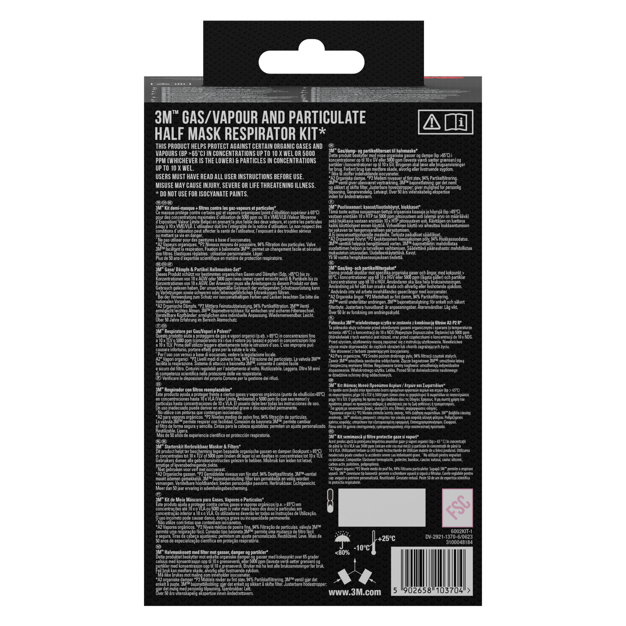 Masque avec cartouches filtrantes contre les particules de peinture A2P2 3M - 7