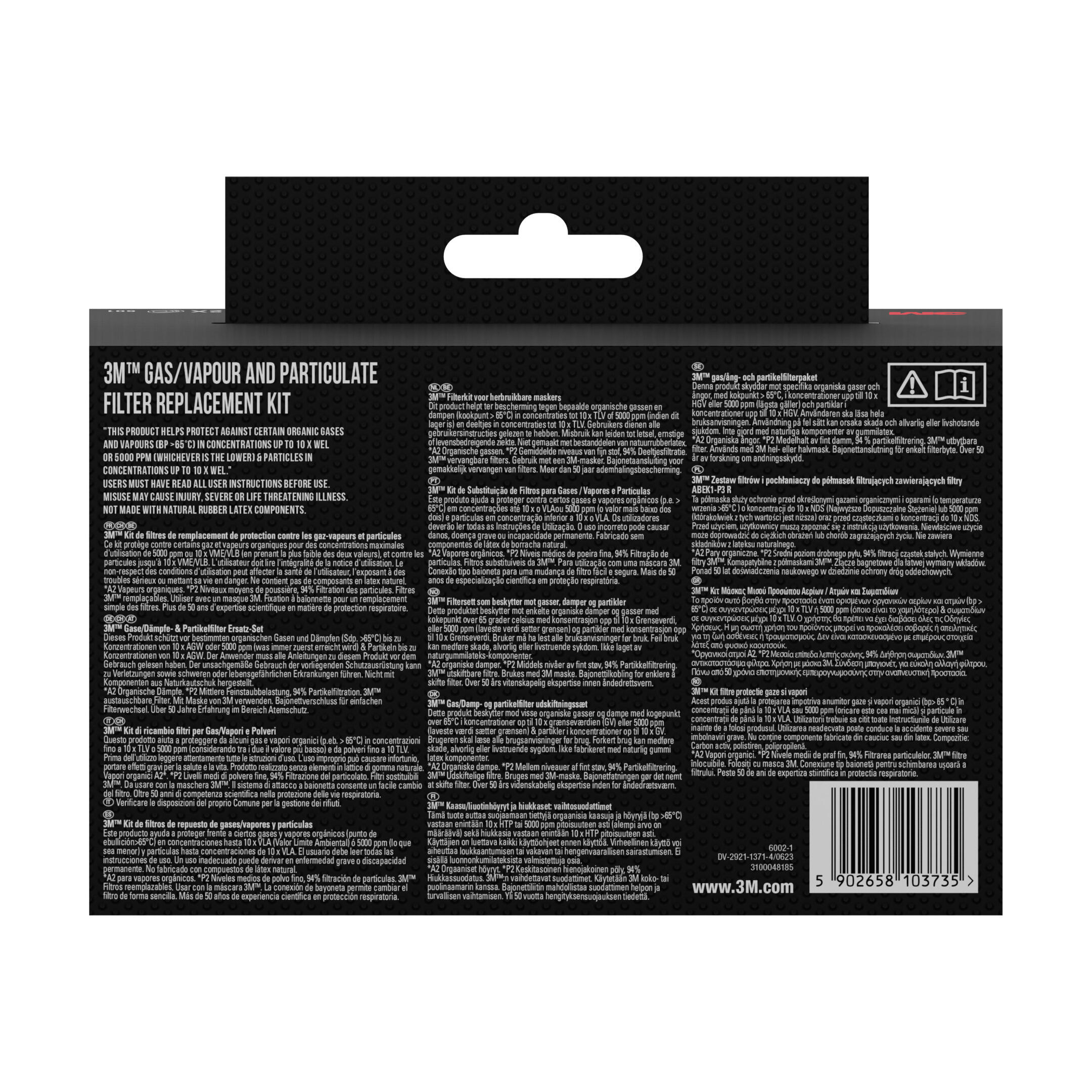 Filtre de masque utilisation d'outil électrique 3M - 6