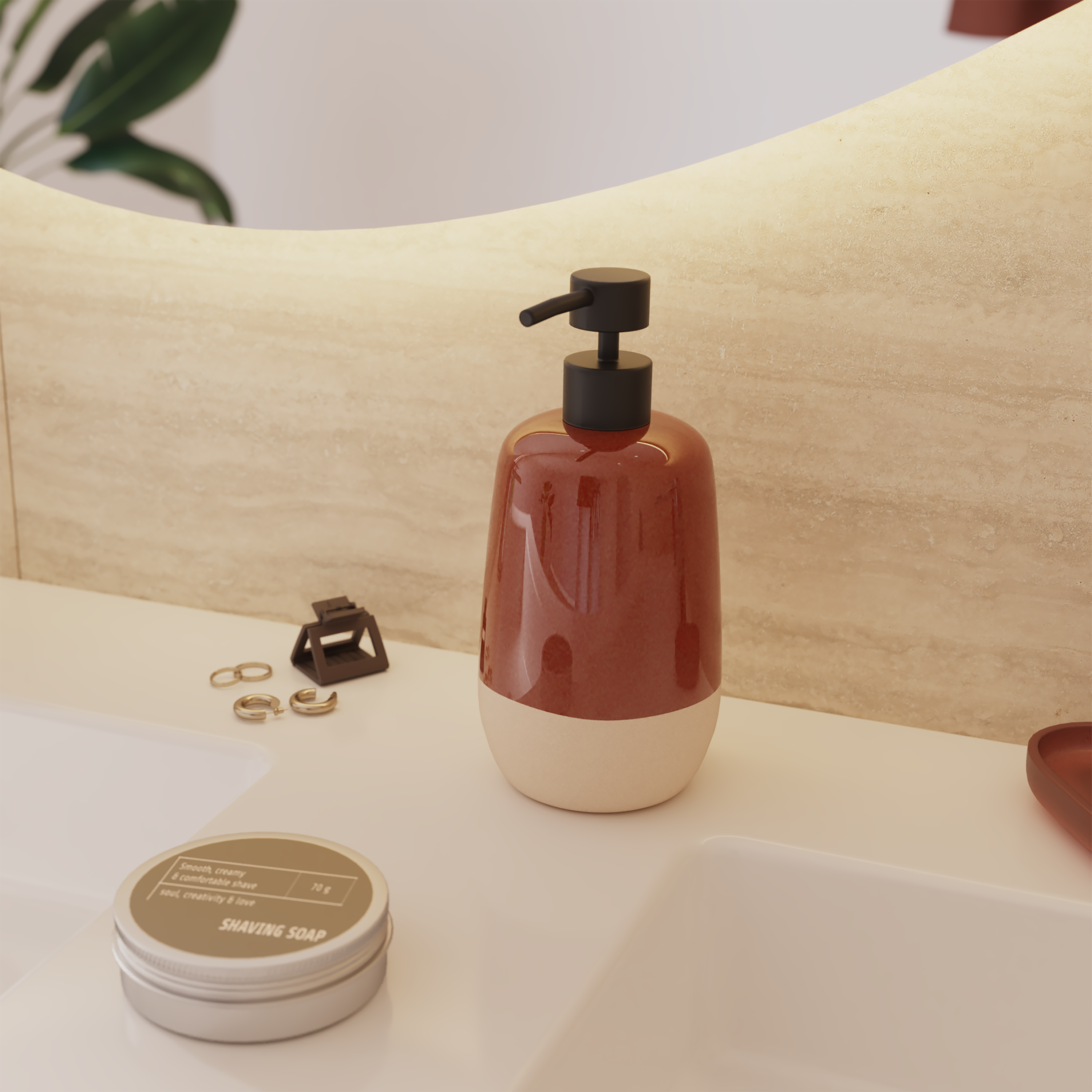 Distributeur de savon 240ml céramique terracotta Glaze SENSEA - 3