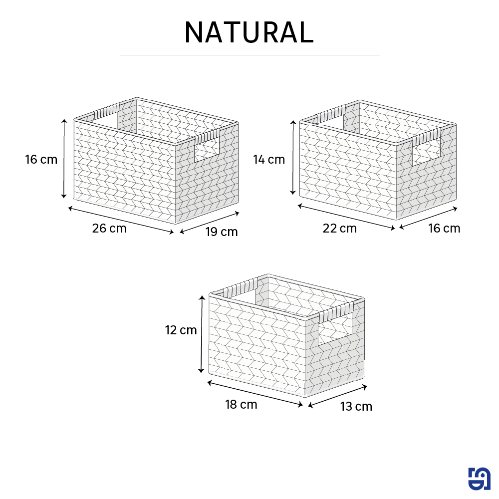 Lot de 3 paniers jacinthe l.19 x P.19 x H.16 cm SENSEA - 2