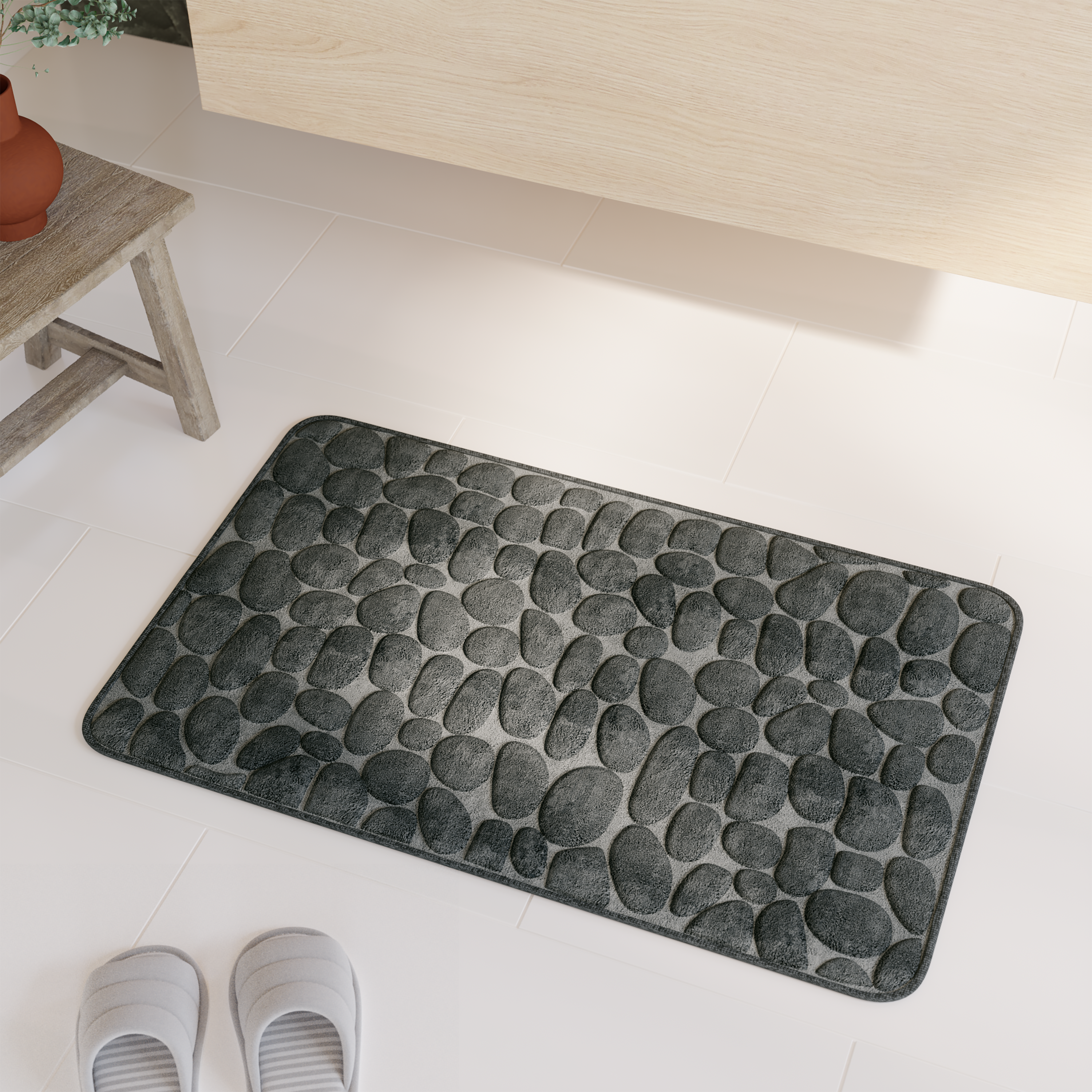 Dywanik łazienkowy 80x50 cm niebieski Cocoon Pebbles Paris SENSEA - 2