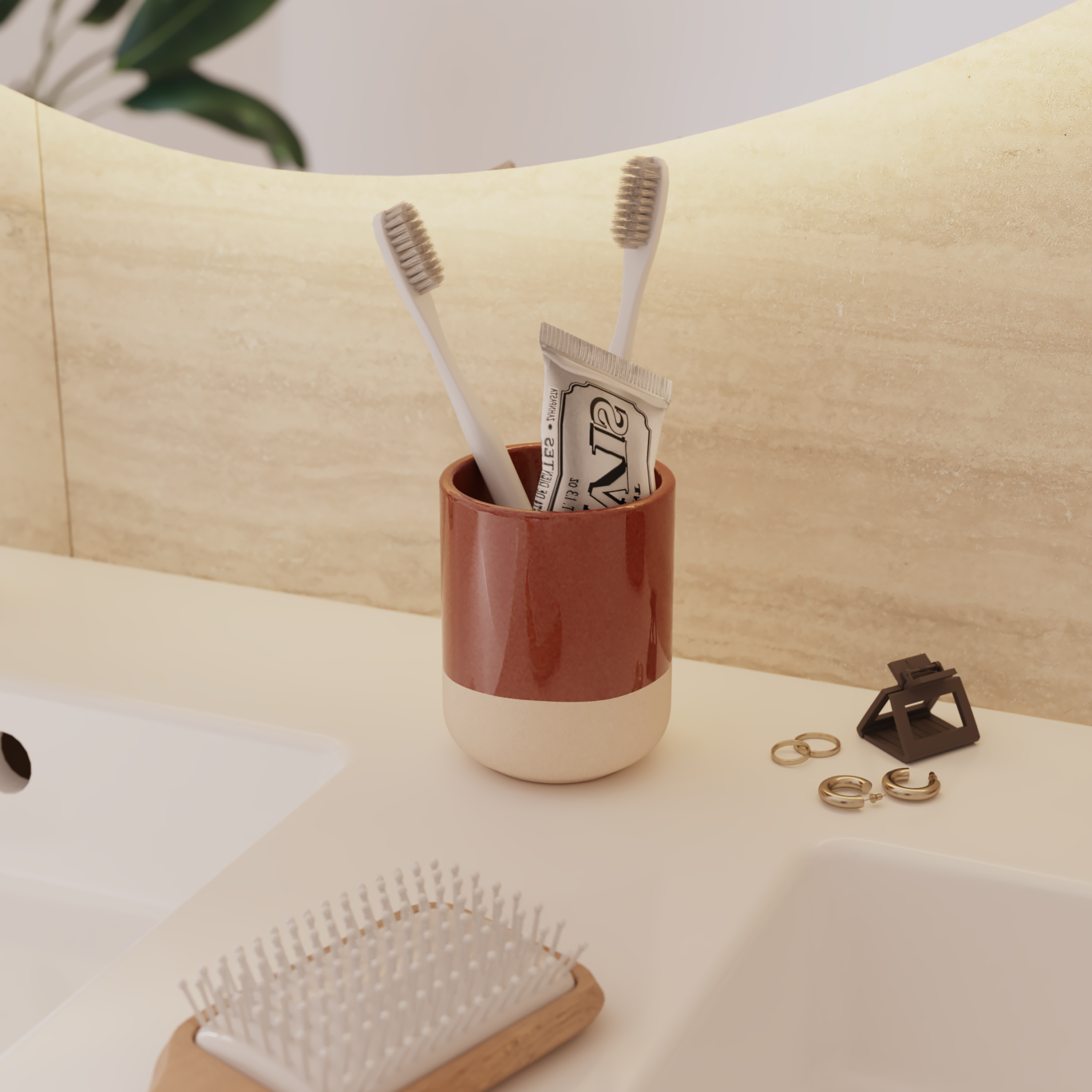 Gobelet de salle de bains Glaze terracotta SENSEA - 2