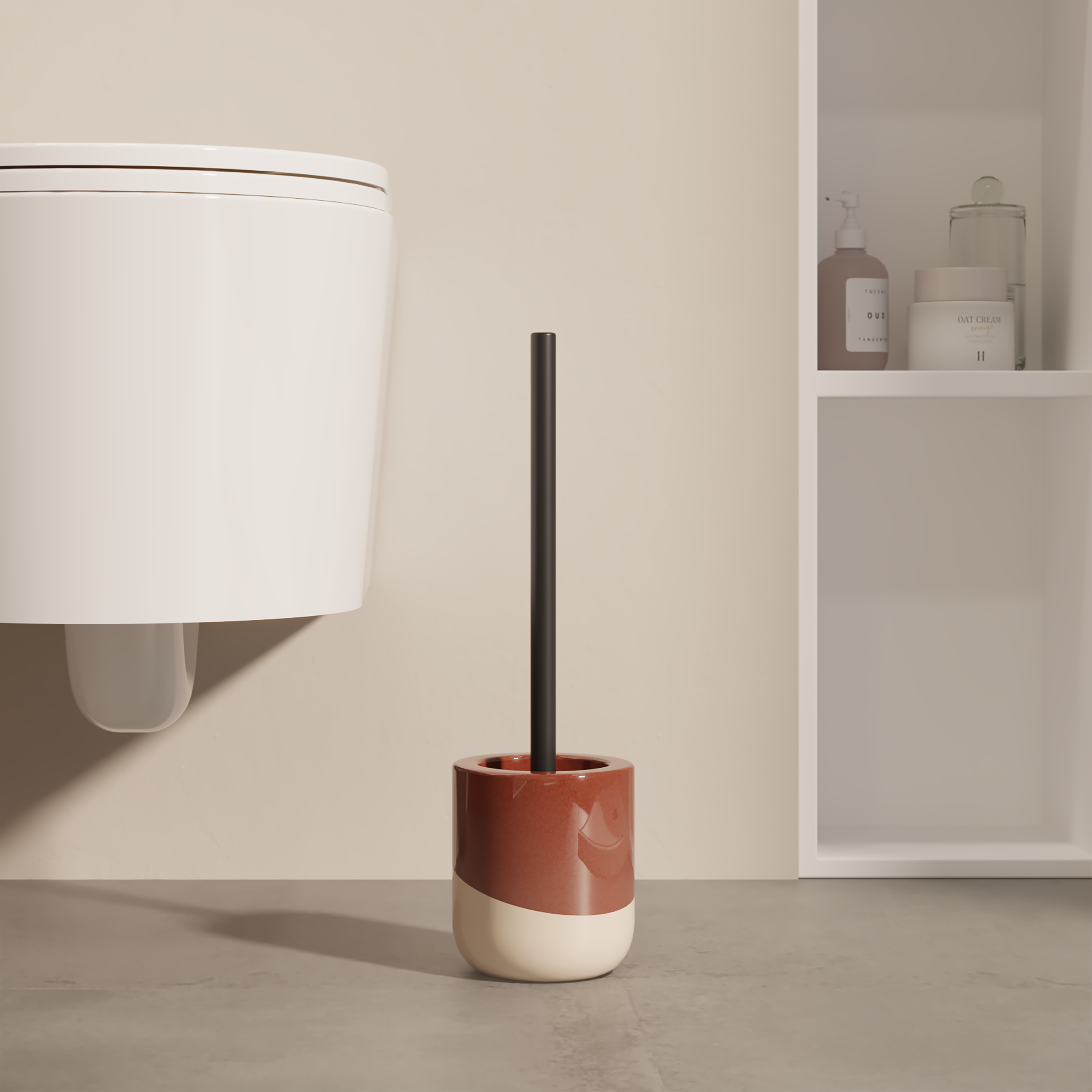 Pot avec brosse WC intégrée rouge Glaze SENSEA - 2