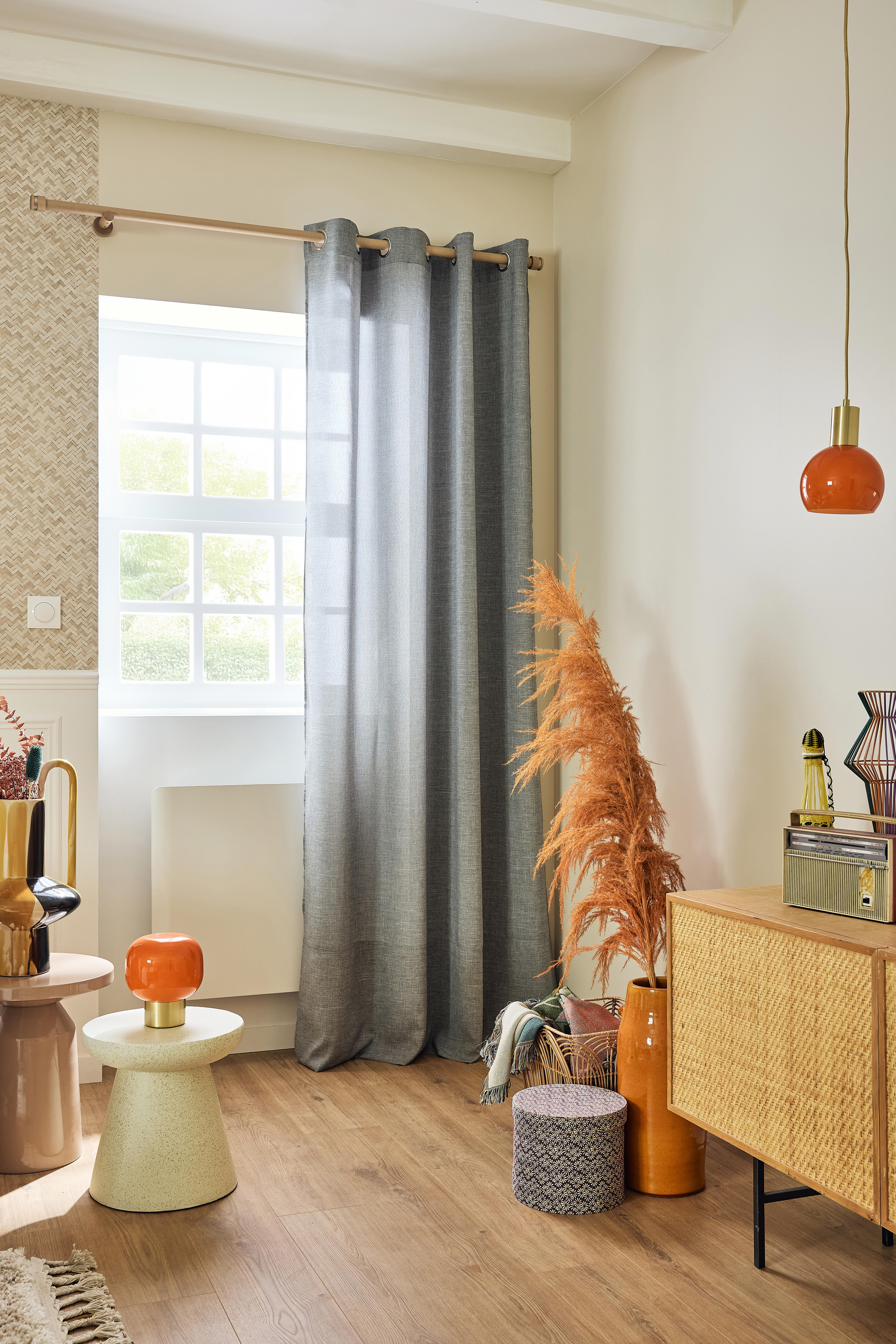 Rideau tamisant, Raspberry, gris H.280 x l.140 cm INSPIRE - 5