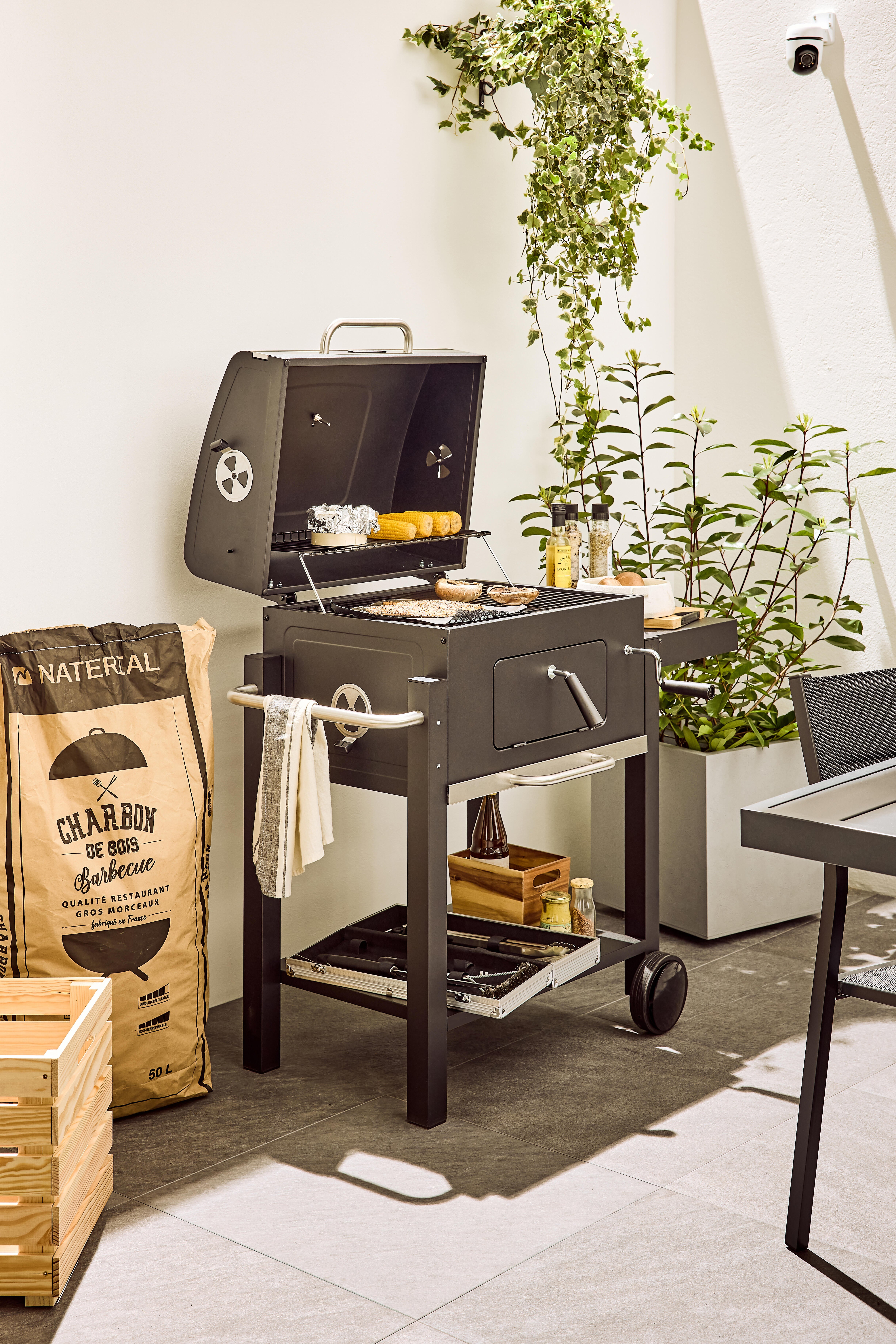 Barbecue a carvão 61x46 cm preto Naterial Centaurus - 13