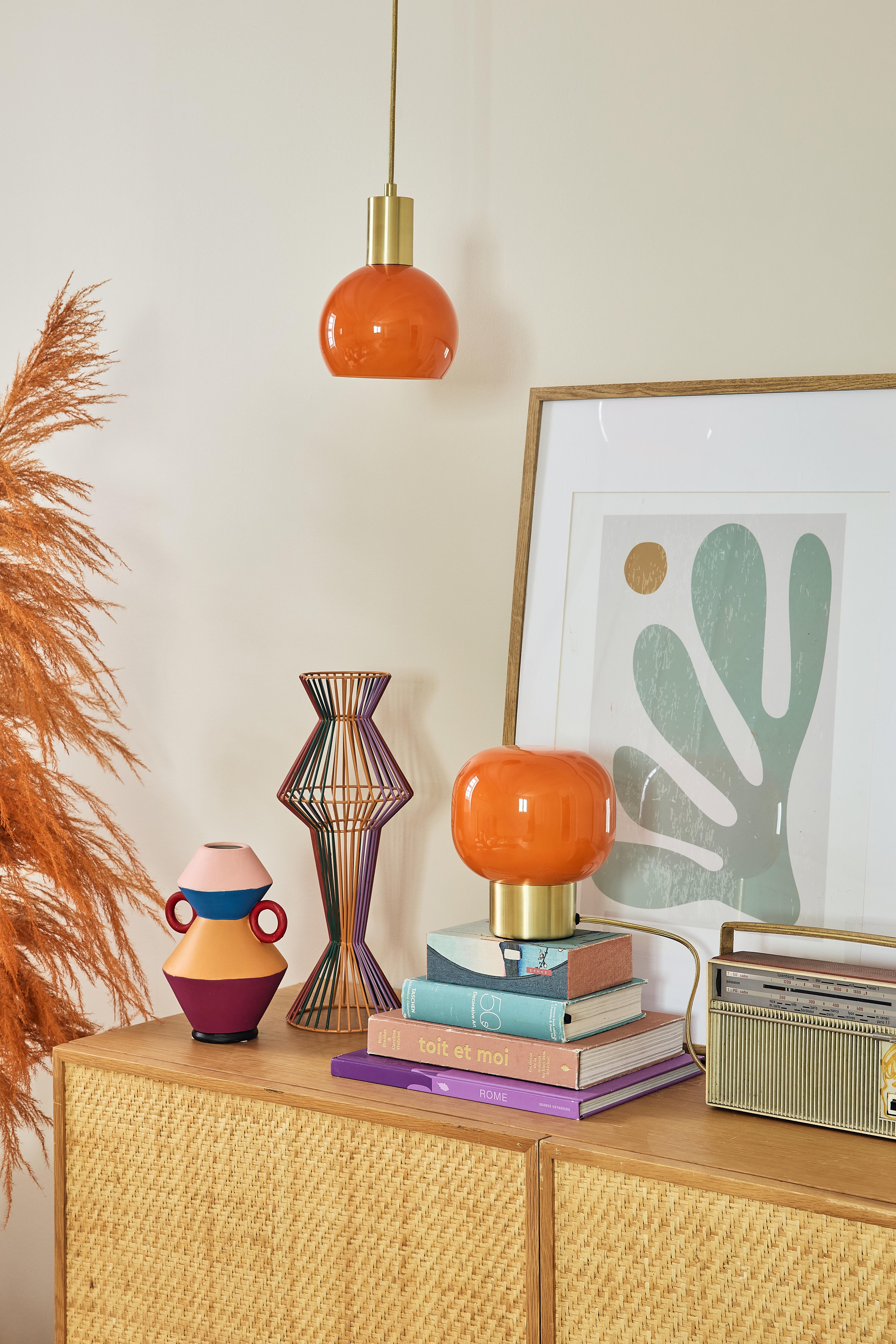 Lampe Arancia, verre orange/acier doré, H.19.4 cm, E14 - 3