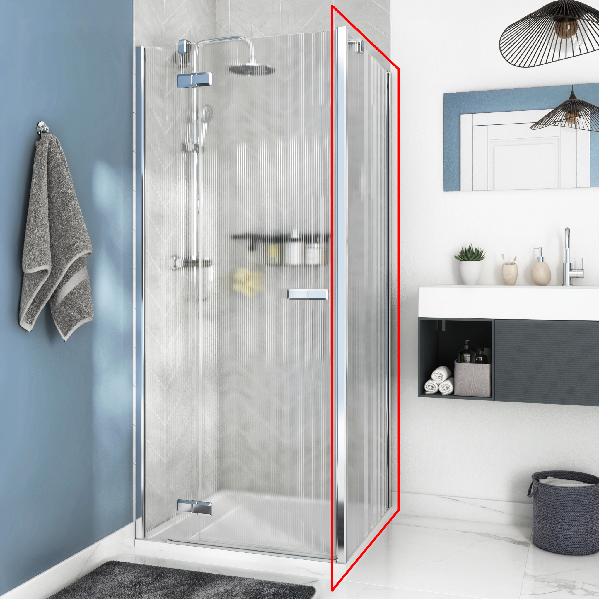 Mampara lateral fijo neo perfil cromo 90x200 cm 8mm
