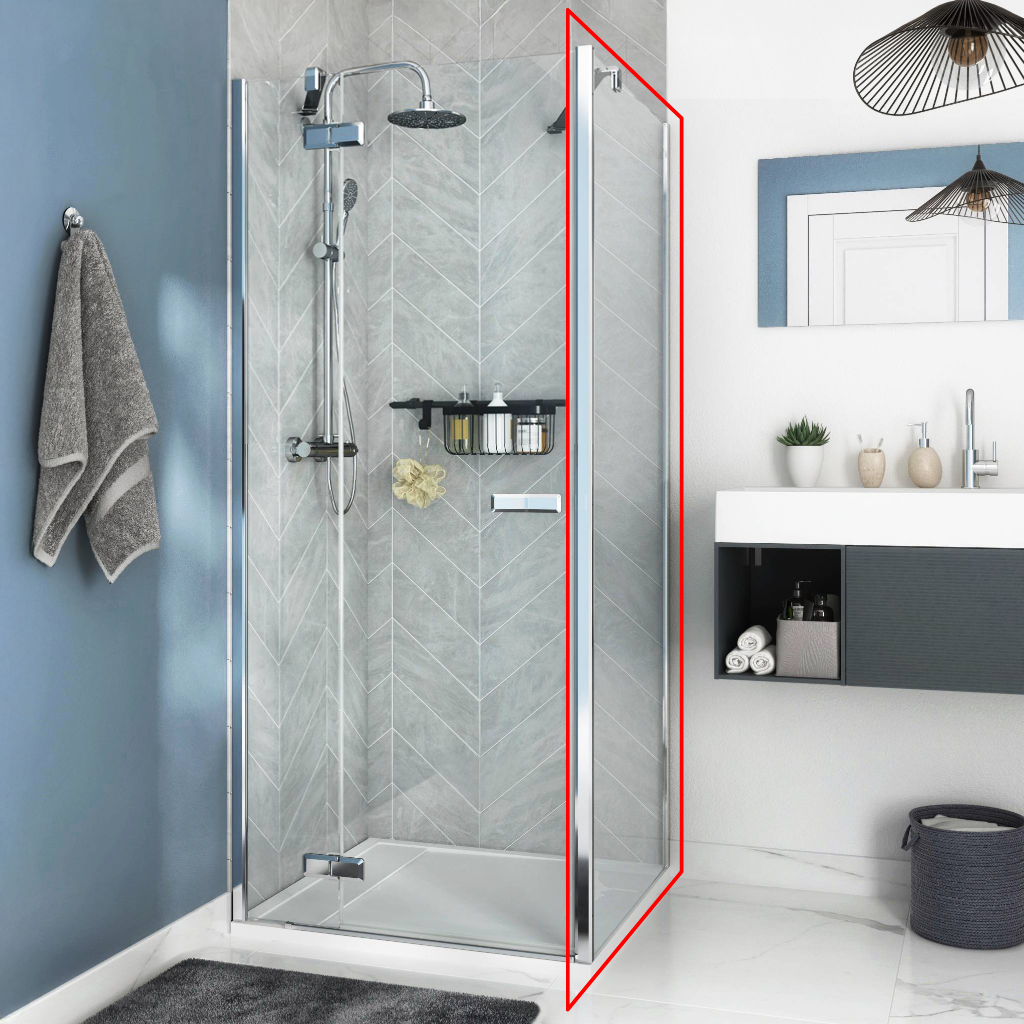 Mampara de ducha fija transparente Neo perfil aluminio cromo (87-89.5 ...