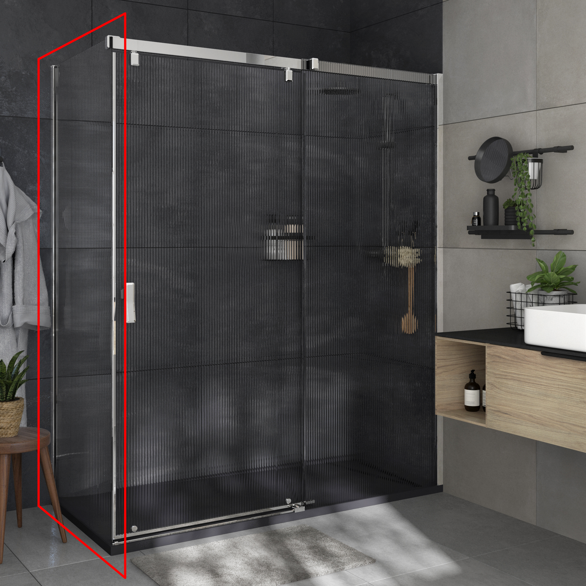 Mampara lateral fijo neo perfil cromo 90x200 cm 8mm