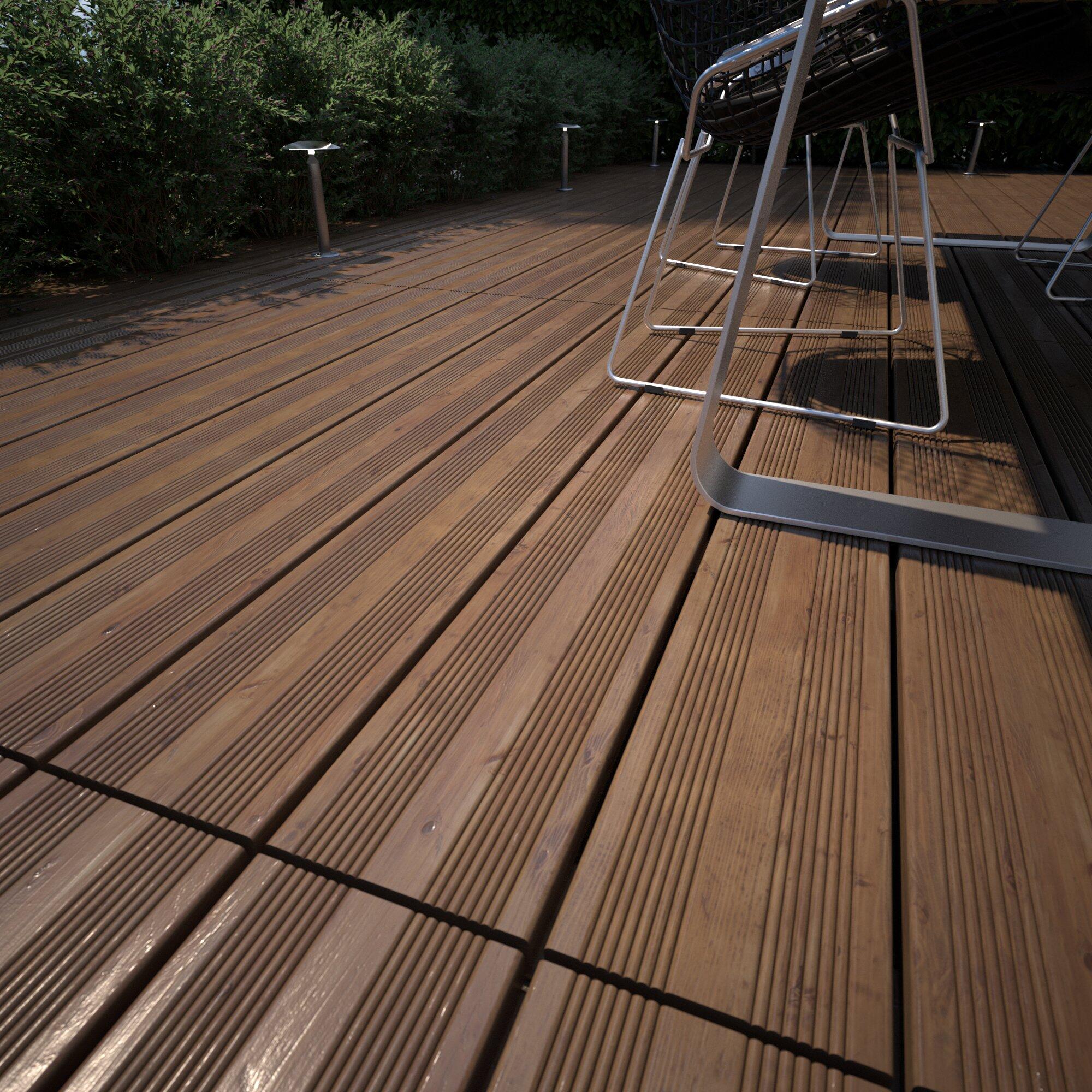 Baldosa madera Pino 100 x 100 cm y 38 mm marrón CERLAND clase de uso 4 - 4