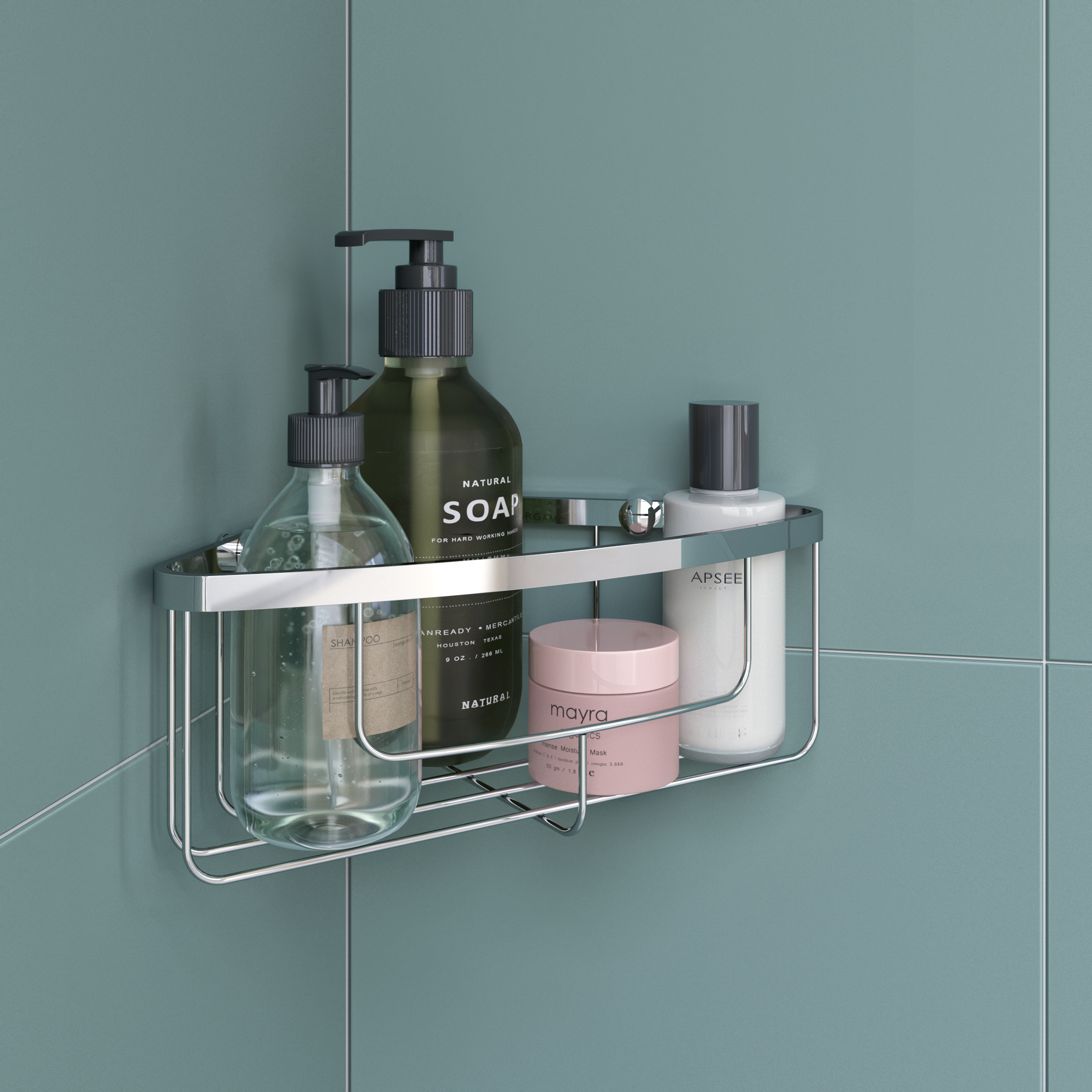 Étagère De Douche D'angle Seachrome 700-7006-TW-MB - Teck Et Noir Mat