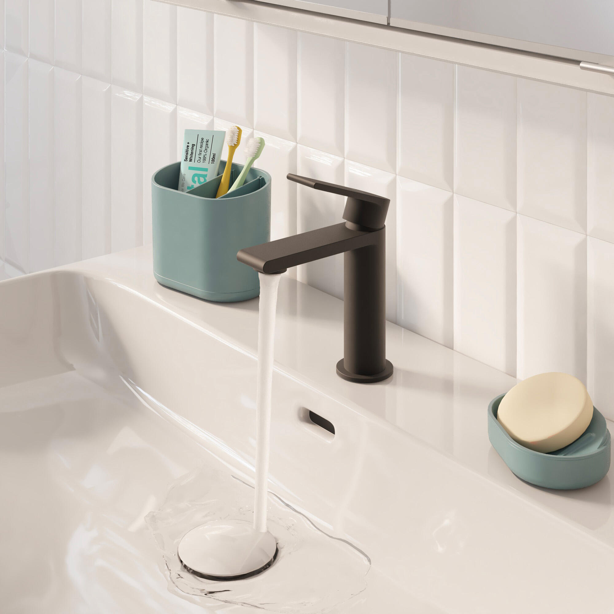 Grifo de lavabo SENSEA Cinta monomando negro mate. Latón - 9