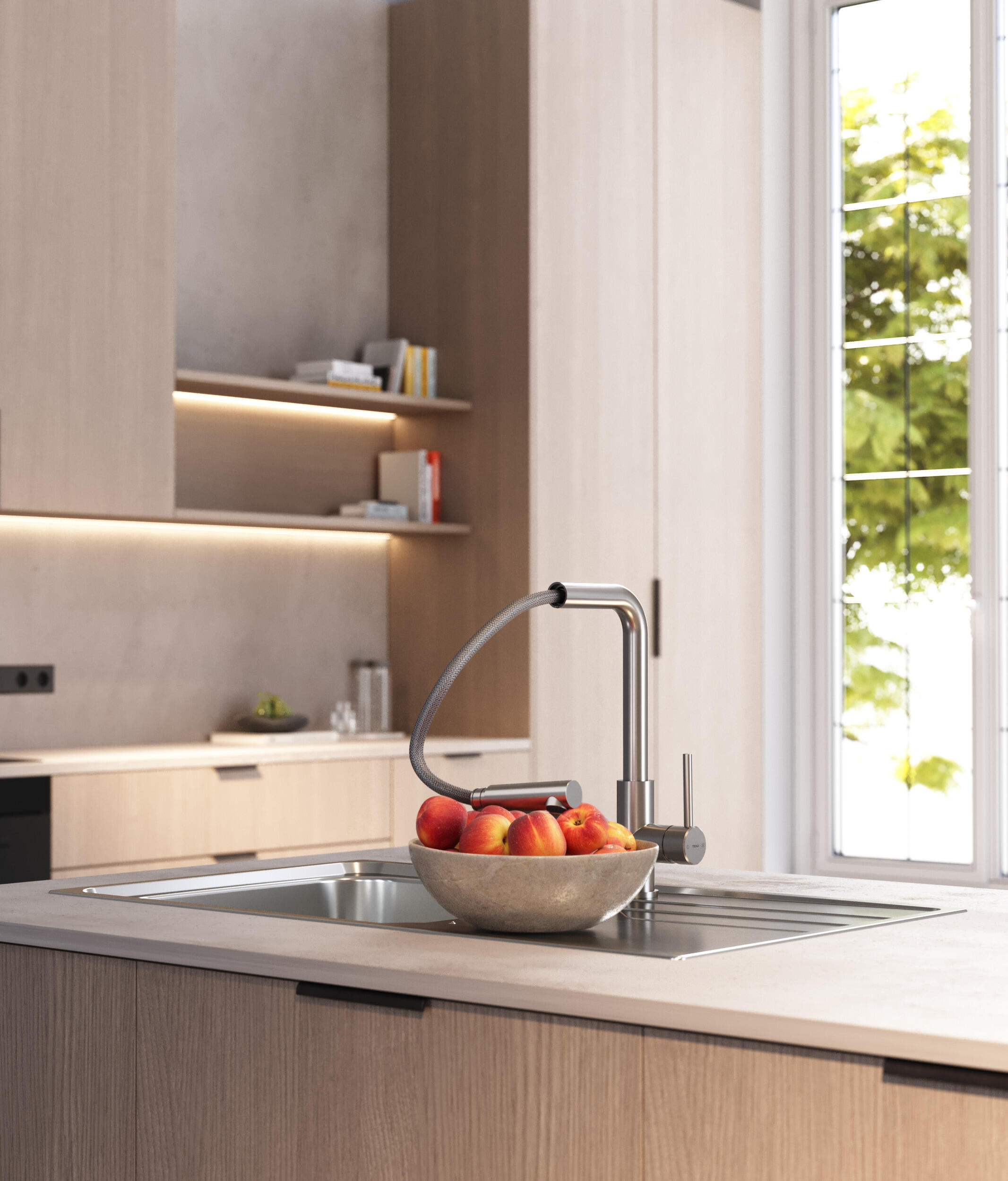 Grifo de cocina monomando caño alto TEKA UNI 9331 SS extraíble cromo mate - 3