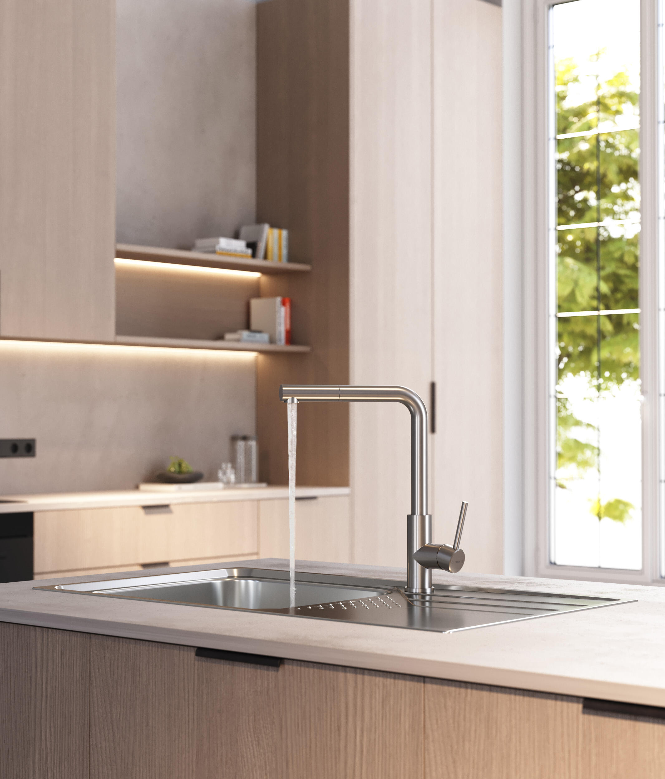 Grifo de cocina monomando caño alto TEKA UNI 9331 SS extraíble cromo mate - 5