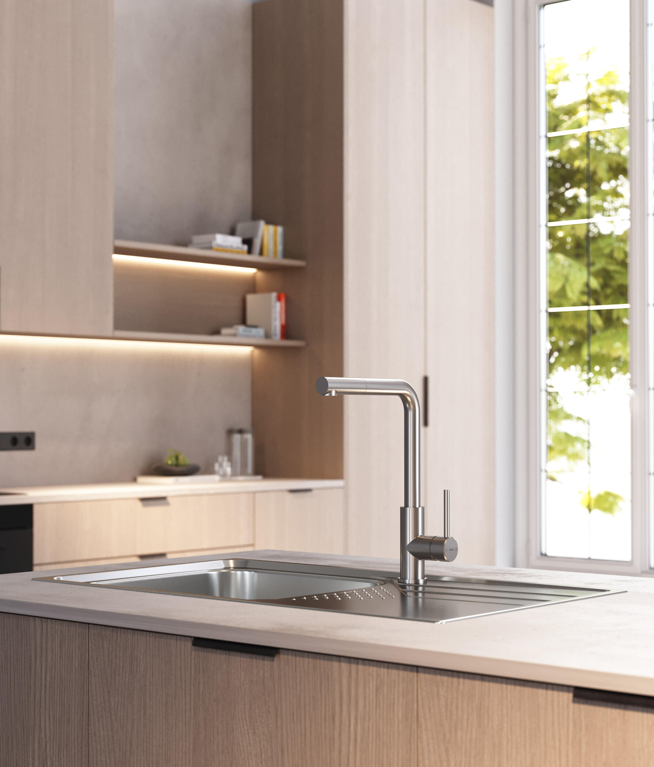 Grifo de cocina monomando caño alto TEKA UNI 9331 SS extraíble cromo mate - 4