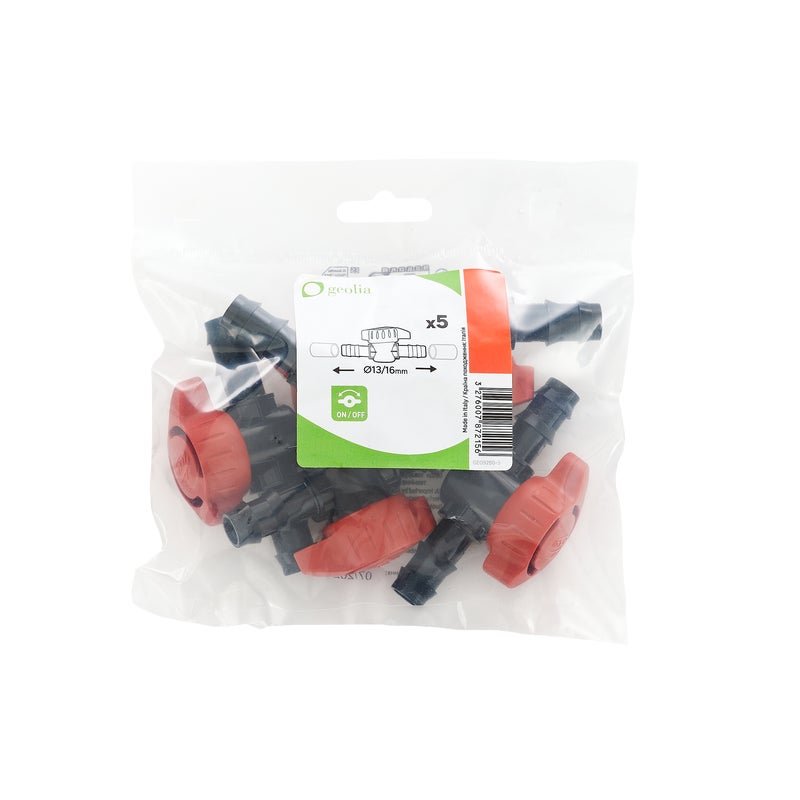 Zawór odcinający do instalacji kroplującej 16mm 3/4" 5 szt. Geolia