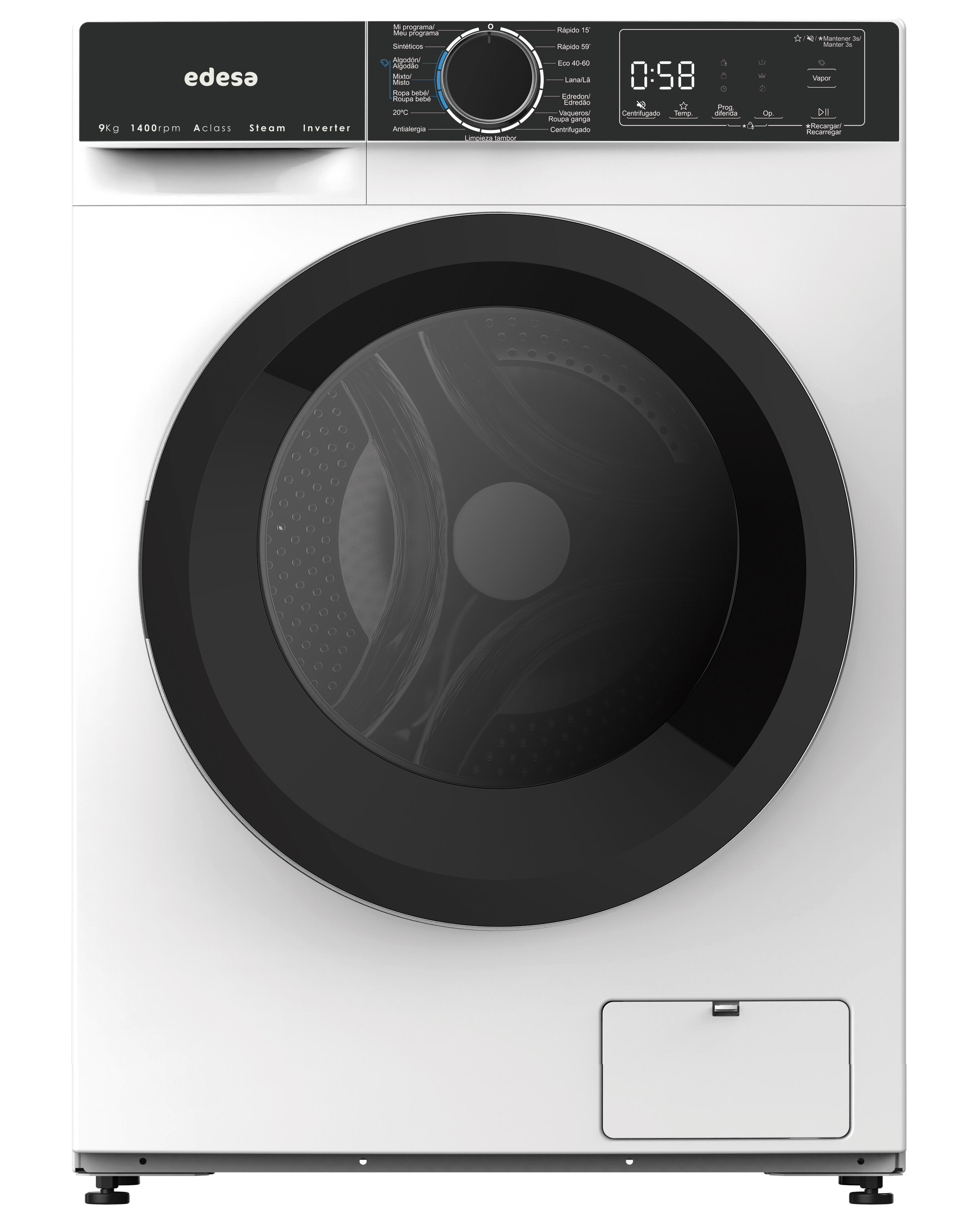 Lavadora edesa ewf-9401 wh de 9 kg de capacidad 1400 rpm clase a