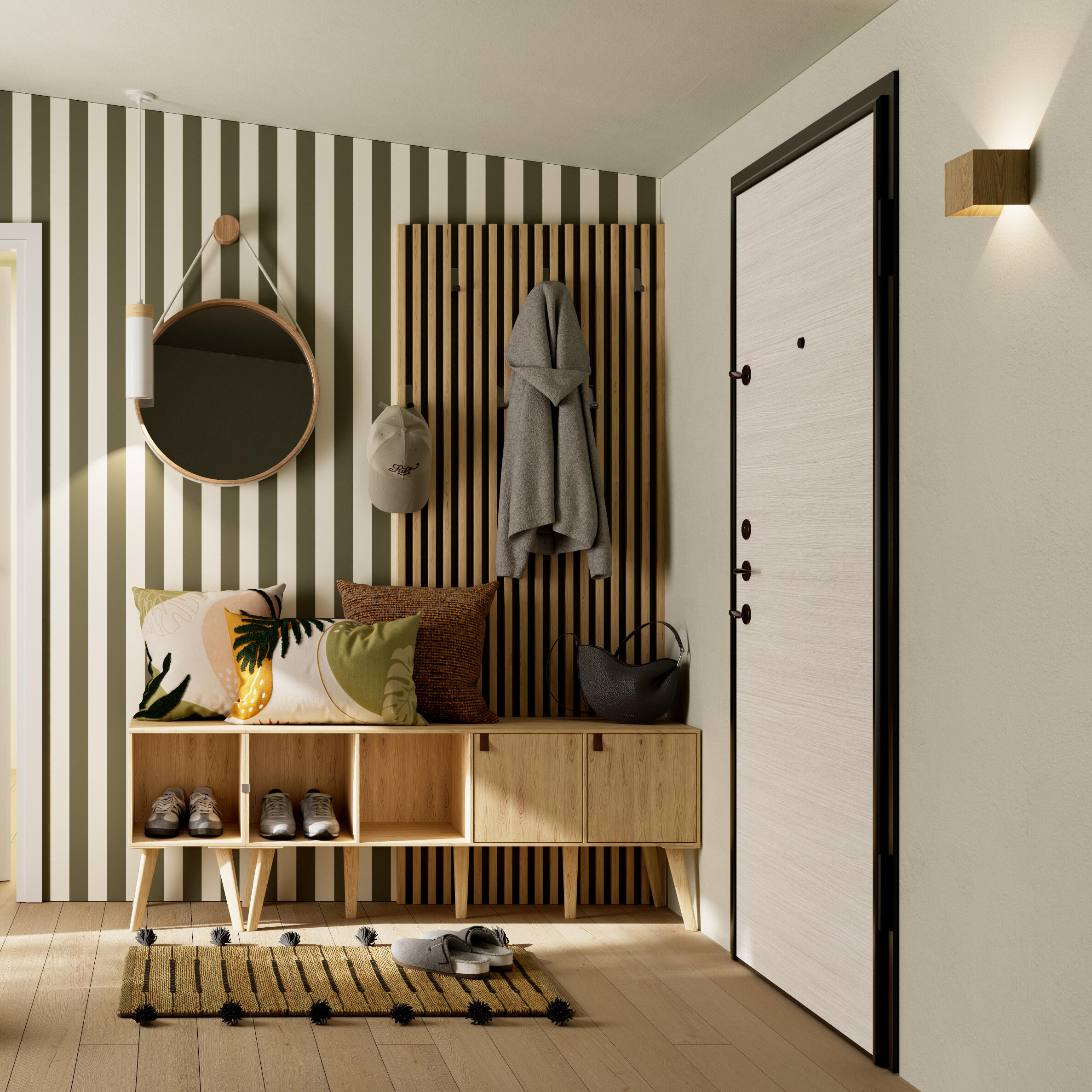 Espelho com moldura NORDIK CORD OAK 57 cm Inspire - 12