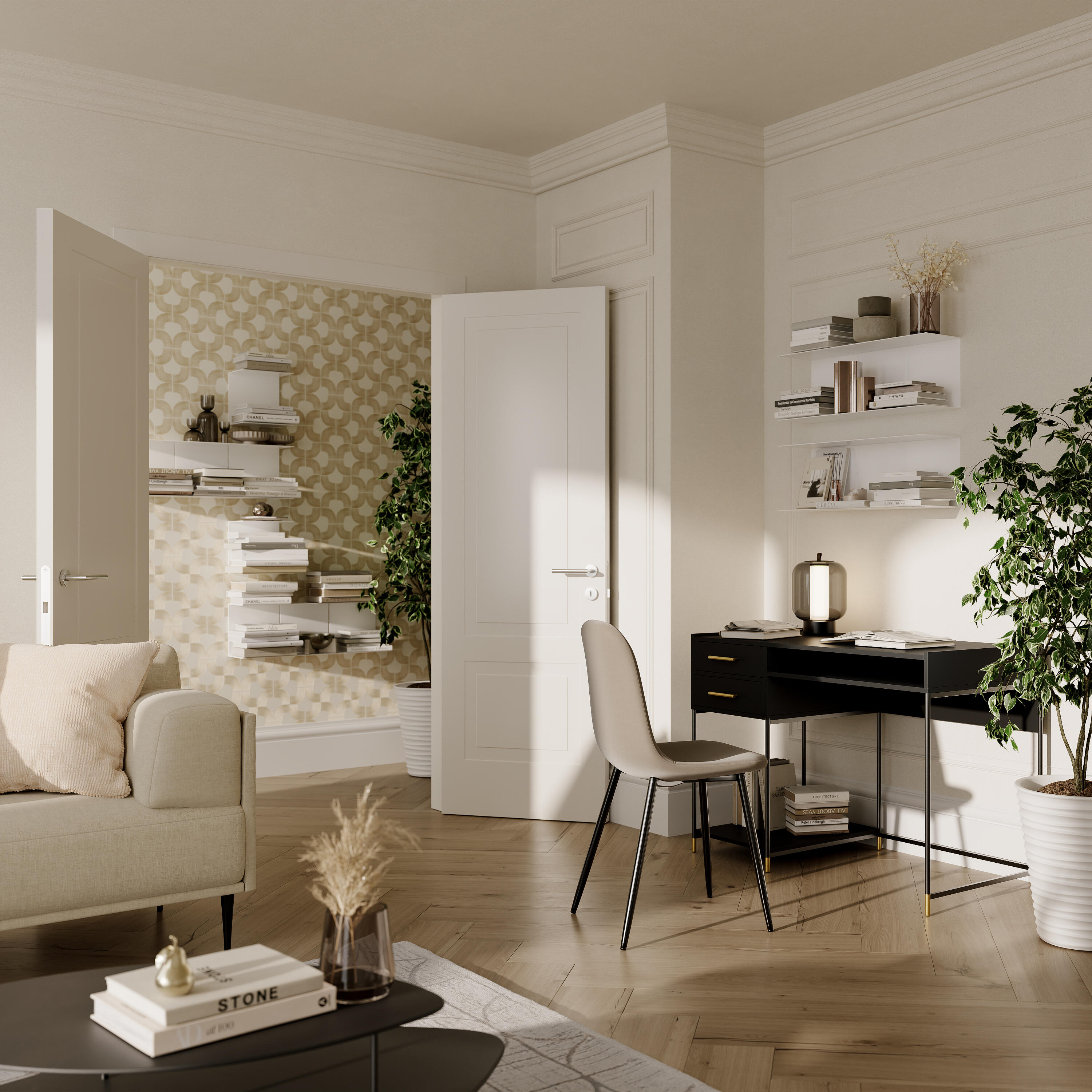 Mensola a muro dritto in mdf L 56 x P 20 cm bianco - 4