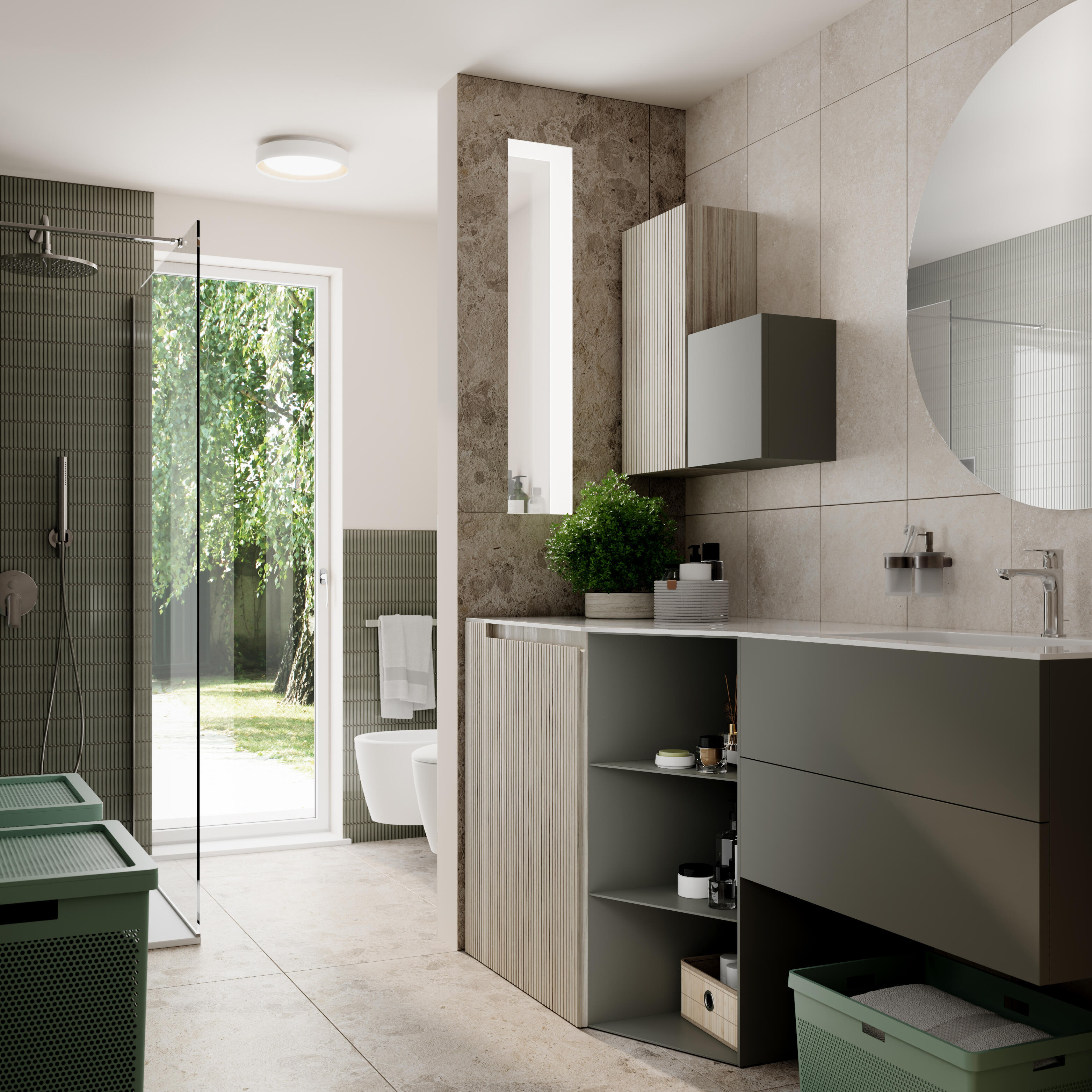 Cesta porta biancheria in polipropilene verde TATAY Bohol 60 l - 2